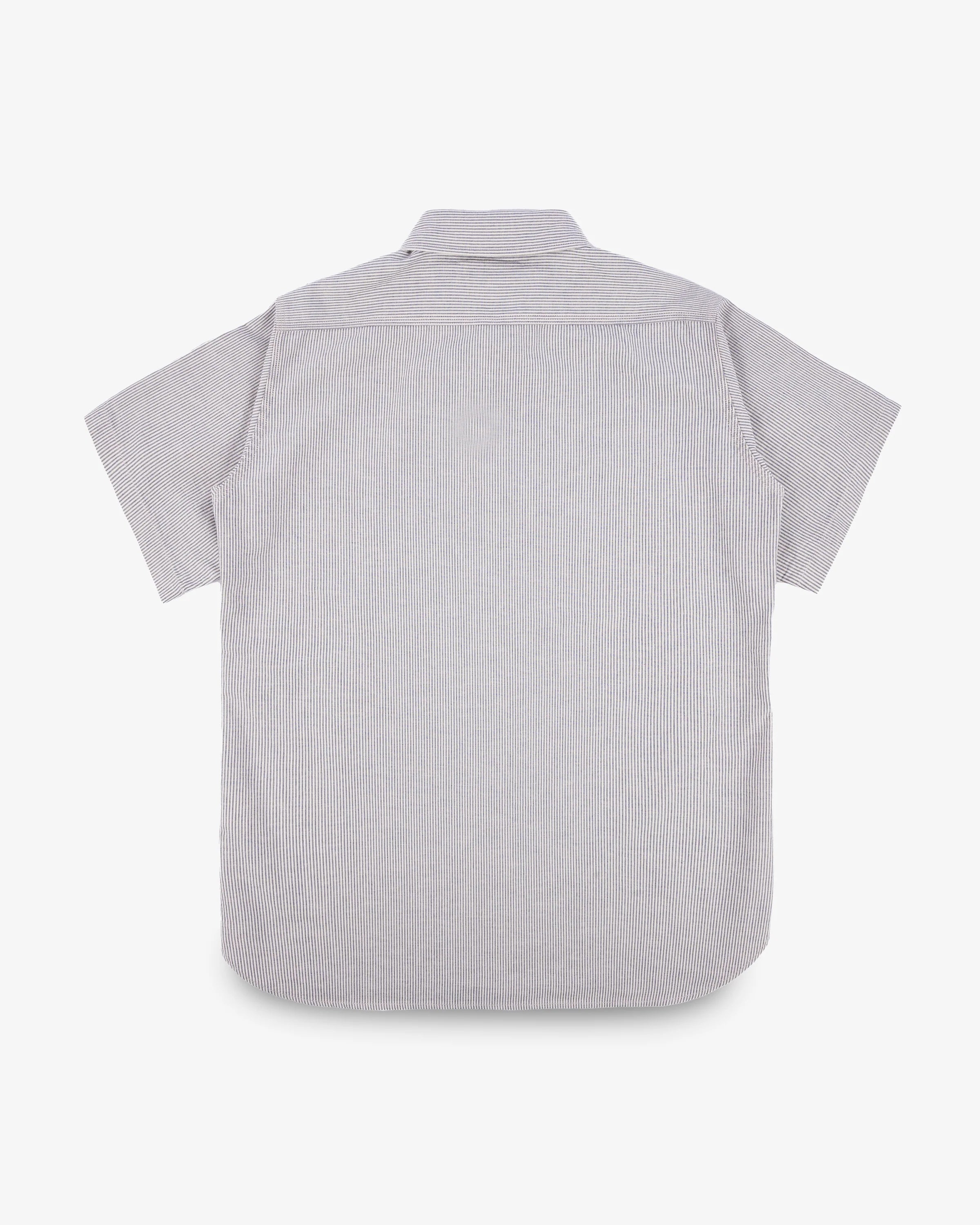 Iron Heart IHSH-420-HIC 5oz Selvedge Ox Cloth Short Sleeved Work Shirt - Hickory Stripe