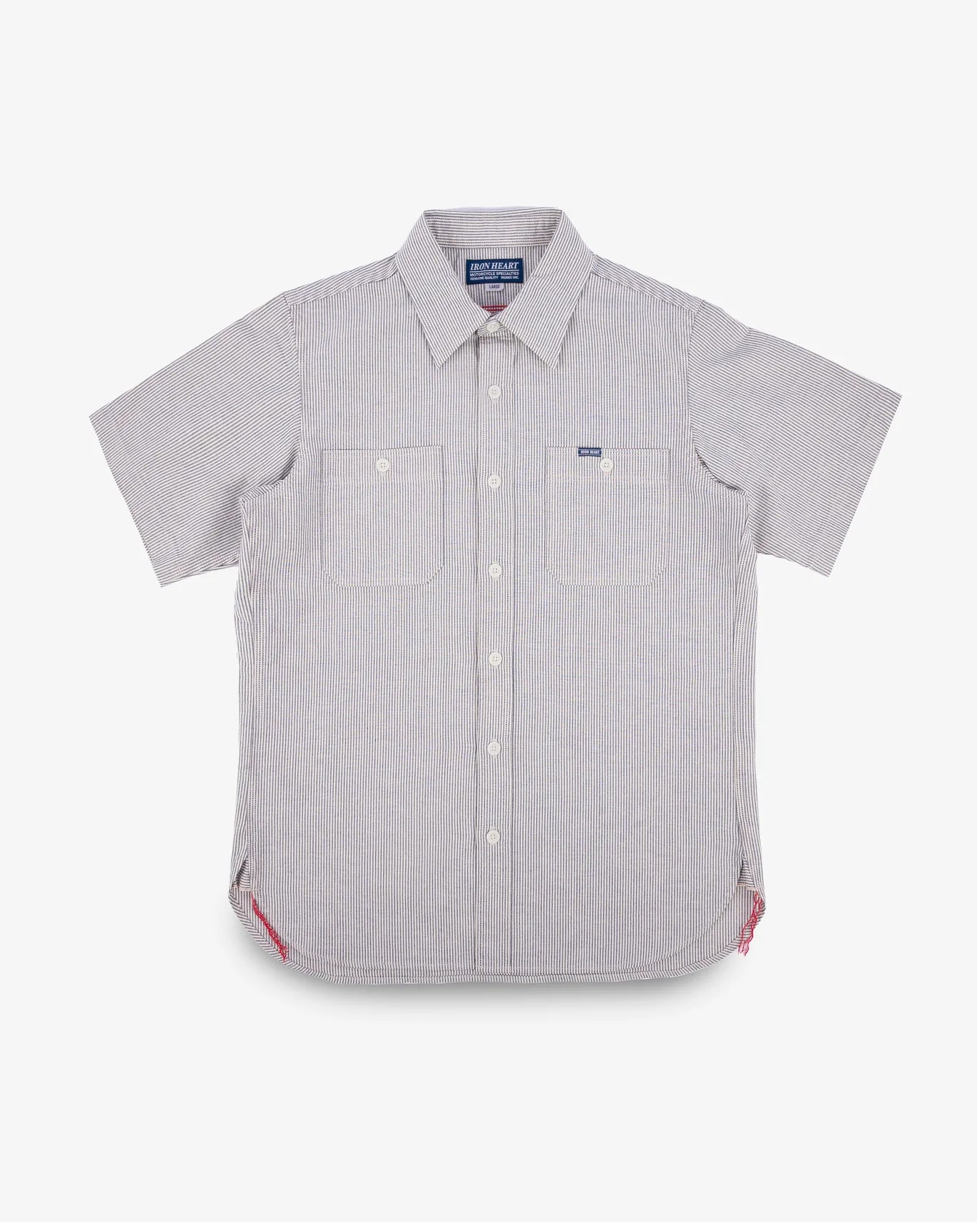 Iron Heart IHSH-420-HIC 5oz Selvedge Ox Cloth Short Sleeved Work Shirt - Hickory Stripe