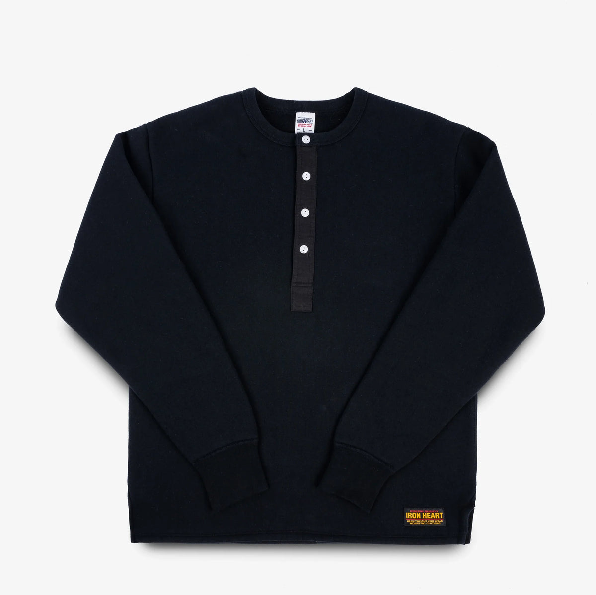 Iron Heart Waffle Knit Thermal Crew Neck Shirt Iron Heart Black