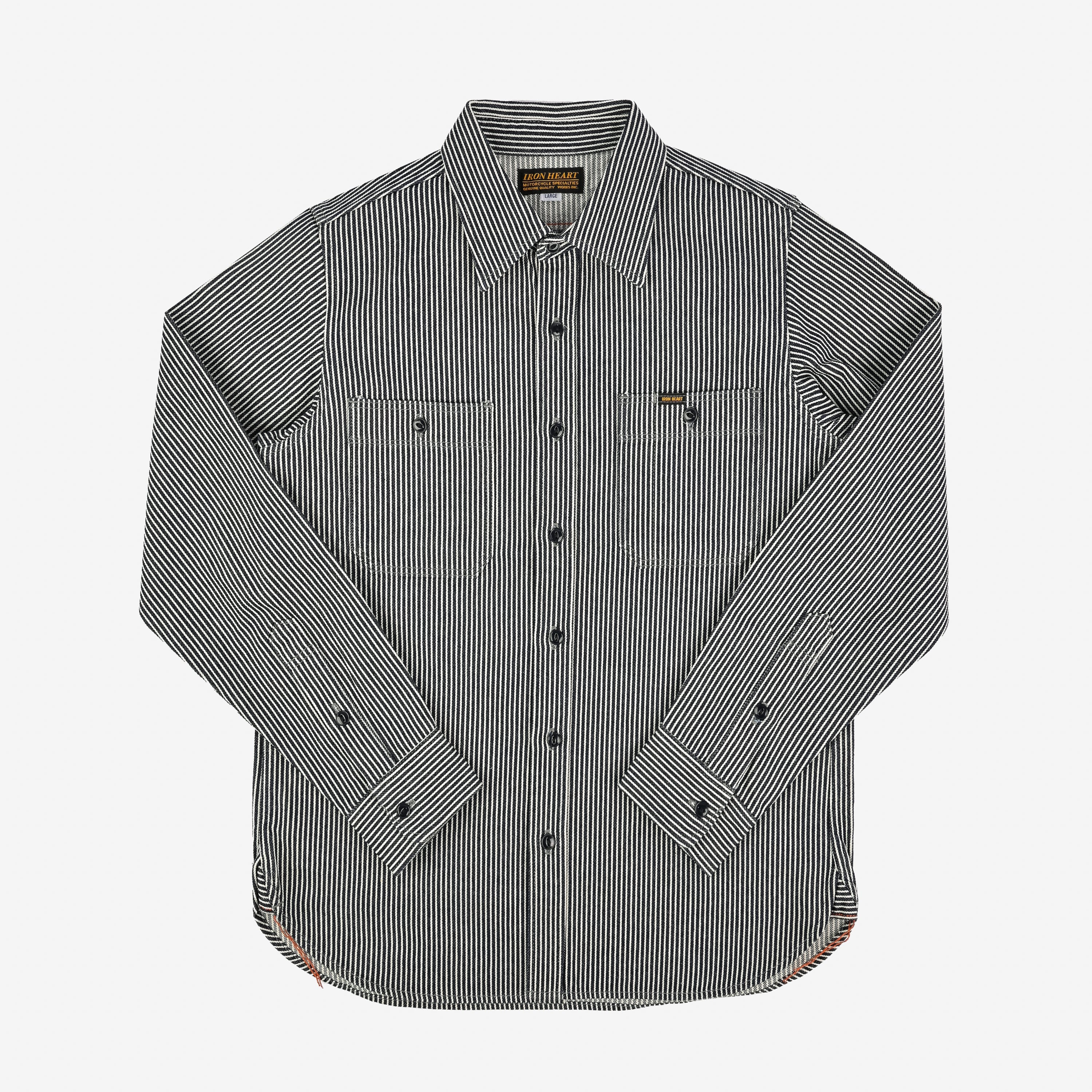 Iron Heart IHSH-274-IND 12oz Hickory Stripe Work Shirt - Indigo