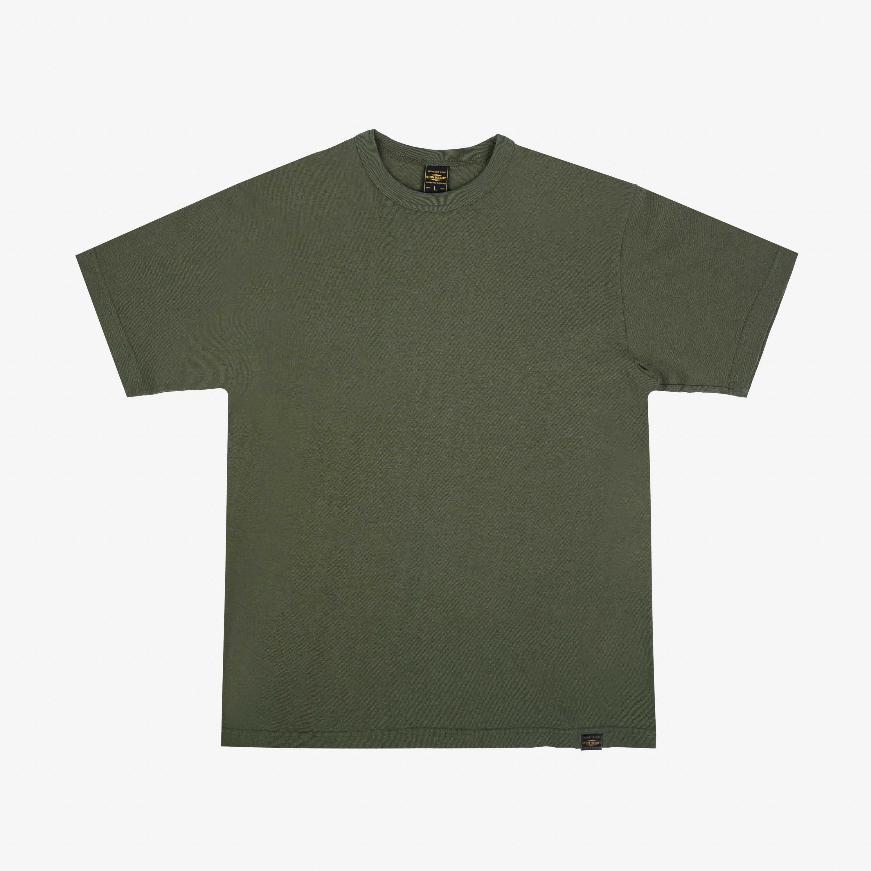 Iron Heart IHT-1610L-OLV 6.5oz Loopwheel Crew Neck T-Shirt (Longer Body) - Olive