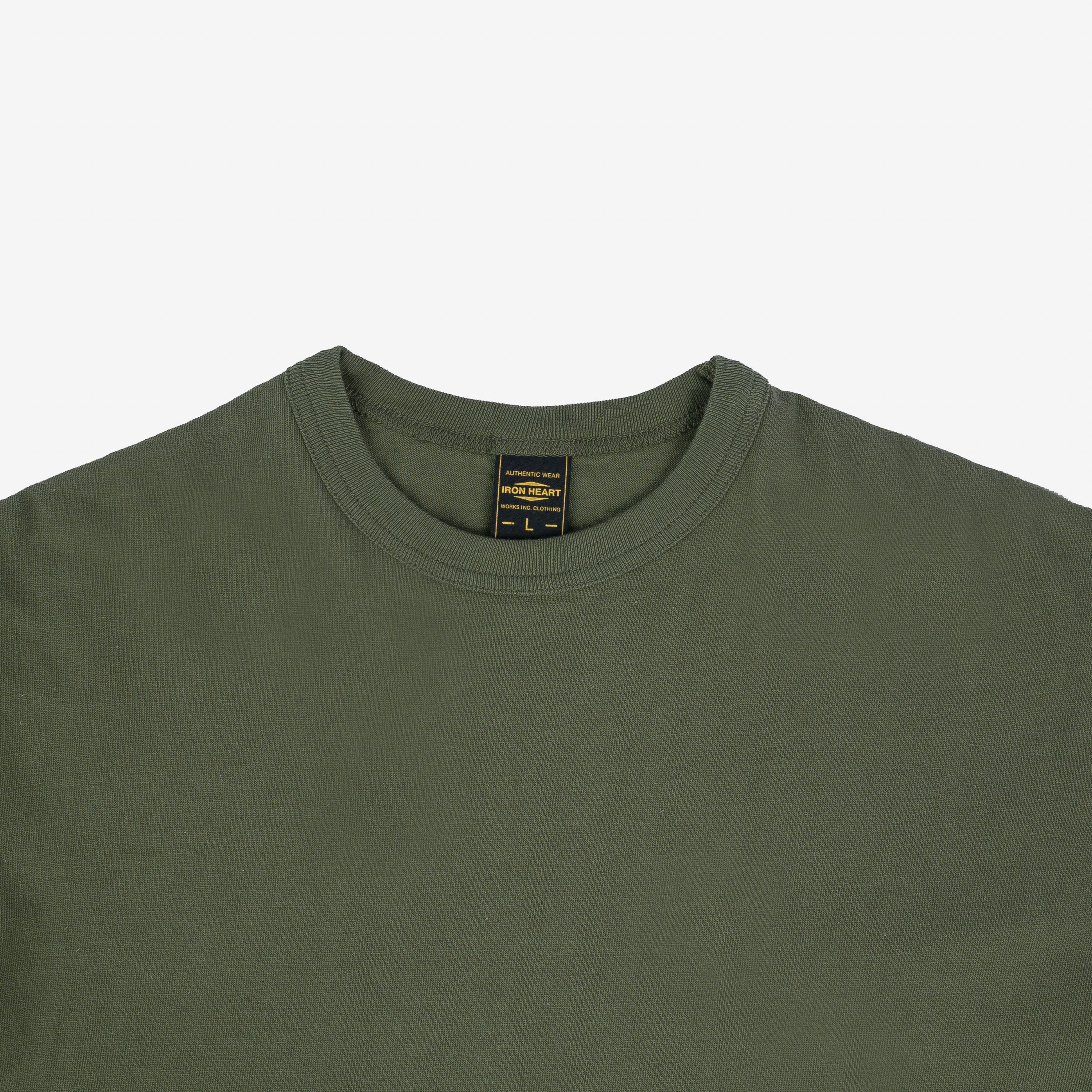 Iron Heart IHT-1610L-OLV 6.5oz Loopwheel Crew Neck T-Shirt (Longer Body) - Olive