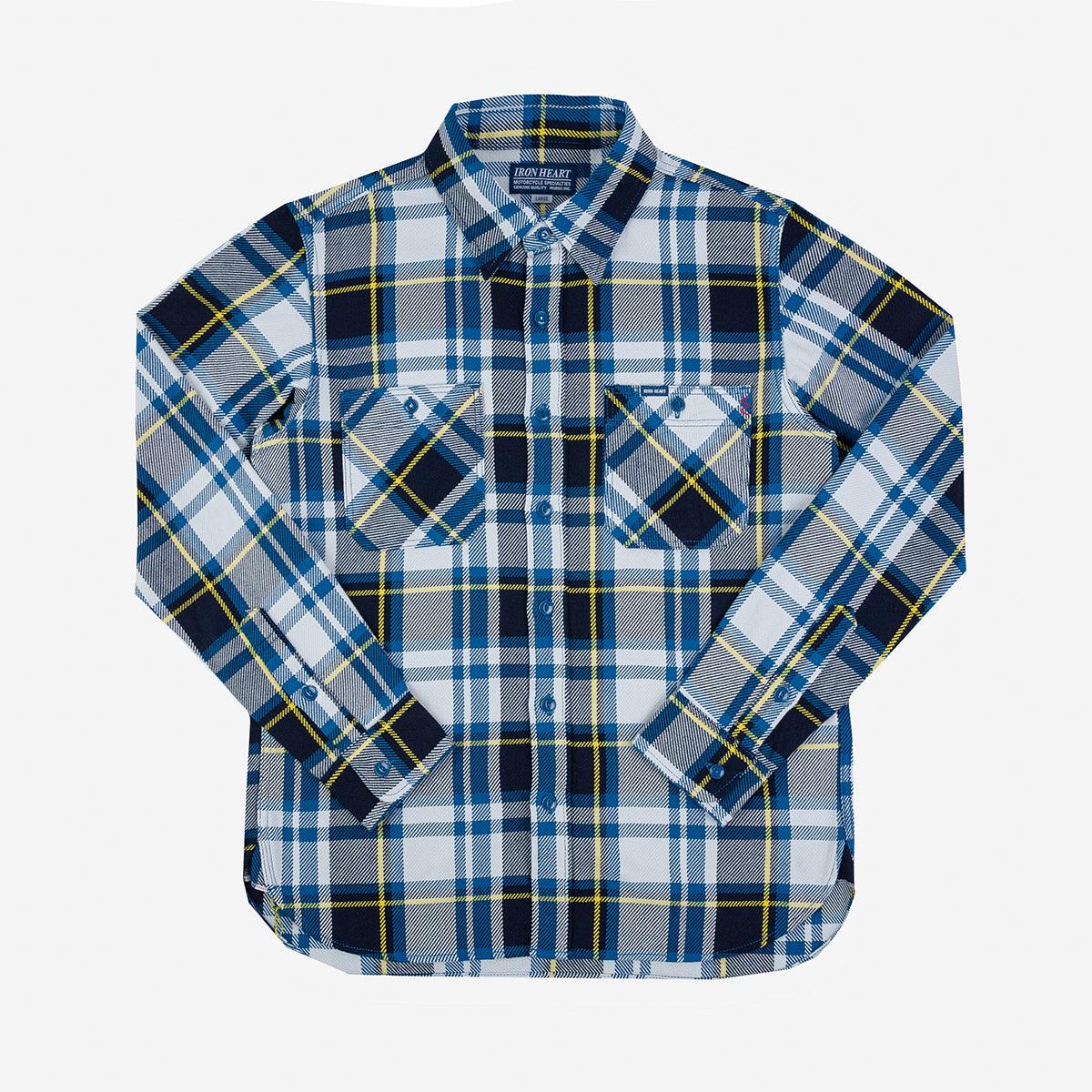Iron Heart IHSH-382-BLU 9oz Selvedge American Check Work Shirt - Blue