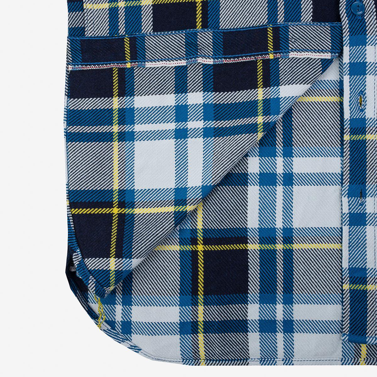 Iron Heart IHSH-382-BLU 9oz Selvedge American Check Work Shirt - Blue