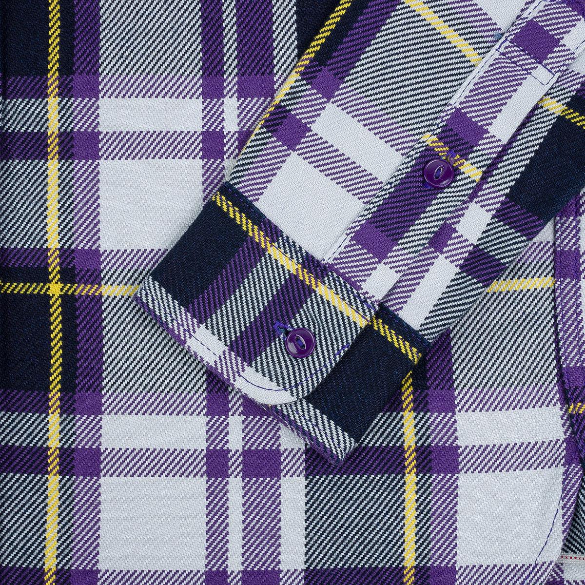 Iron Heart IHSH-382-PUR 9oz Selvedge American Check Work Shirt - Purple