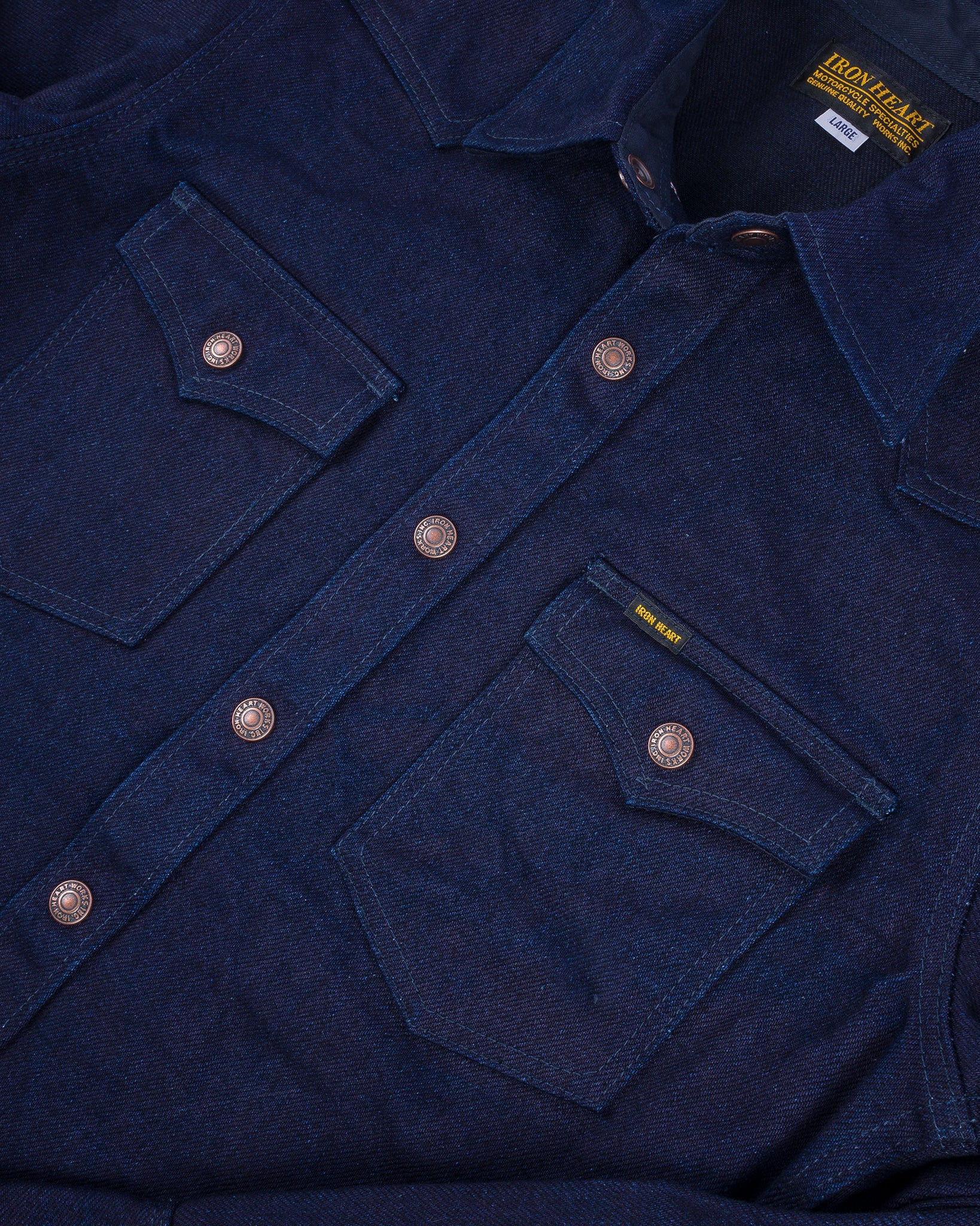 Iron Heart IHSH-409-IB 19oz Selvedge Denim CPO Shirt - Indigo/Black