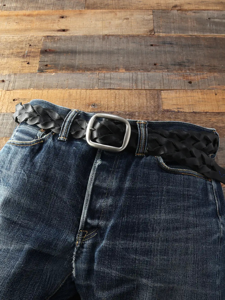 The Flat Head Intrecciato Woven Belt - Black