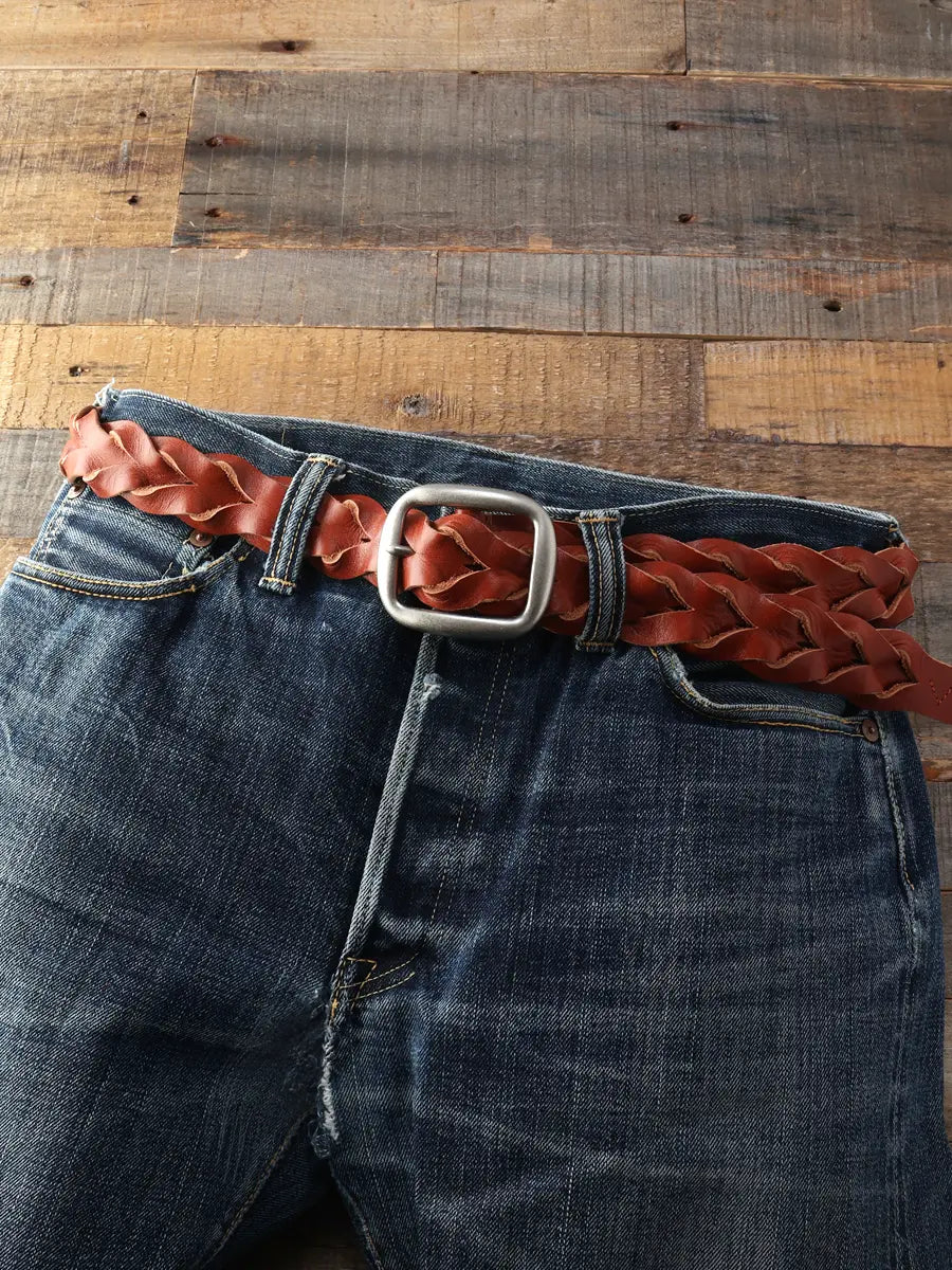 The Flat Head Intrecciato Woven Belt - Brown