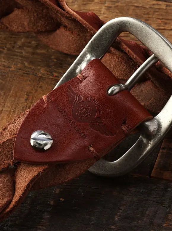 The Flat Head Intrecciato Woven Belt - Brown