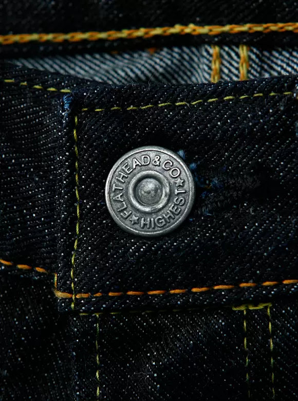 The Flat Head FN-D111 14.5oz Left Hand Twill Wide Leg Selvedge Denim - Indigo
