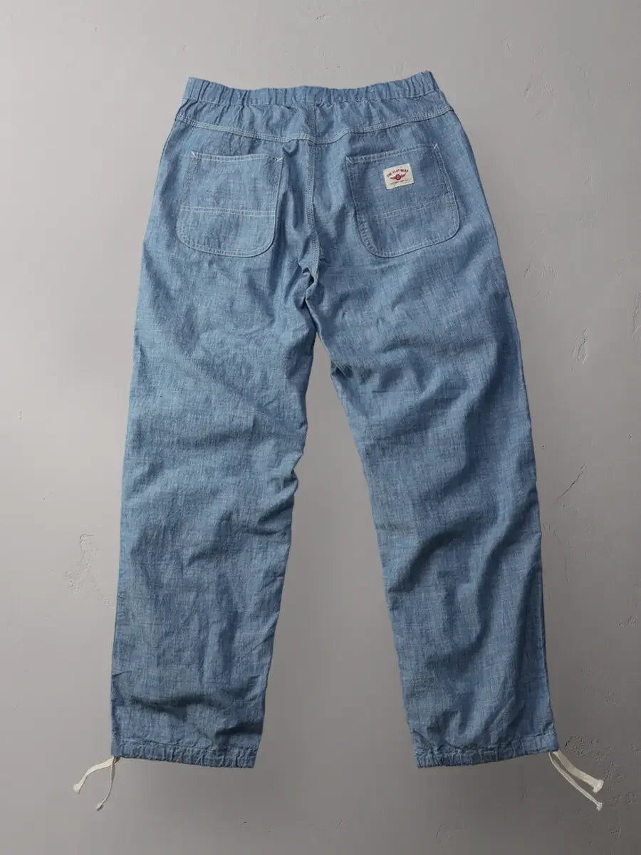 The Flat Head FN-PA-C015 5oz Chambray Relax Pants
