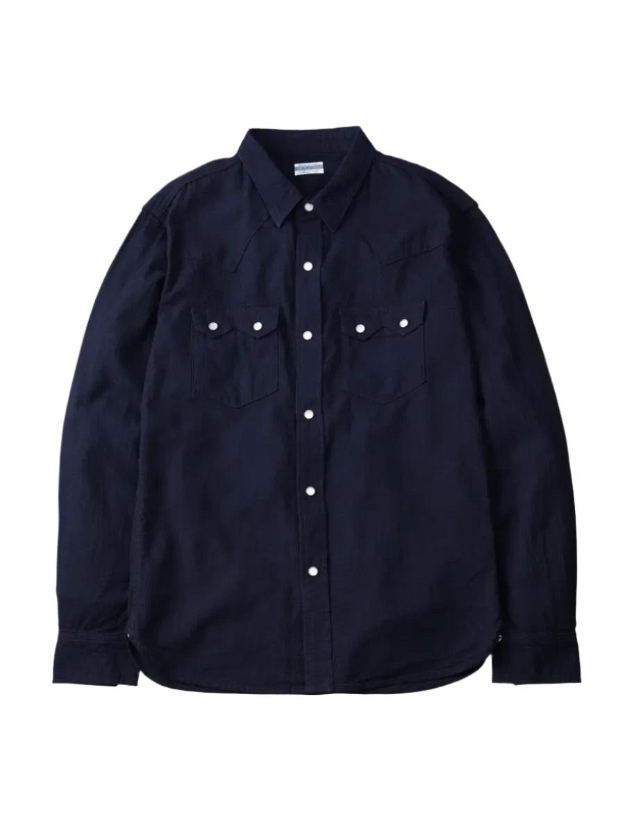 The Flat Head FN-SCW-002L Indigo Dobby Western Shirt