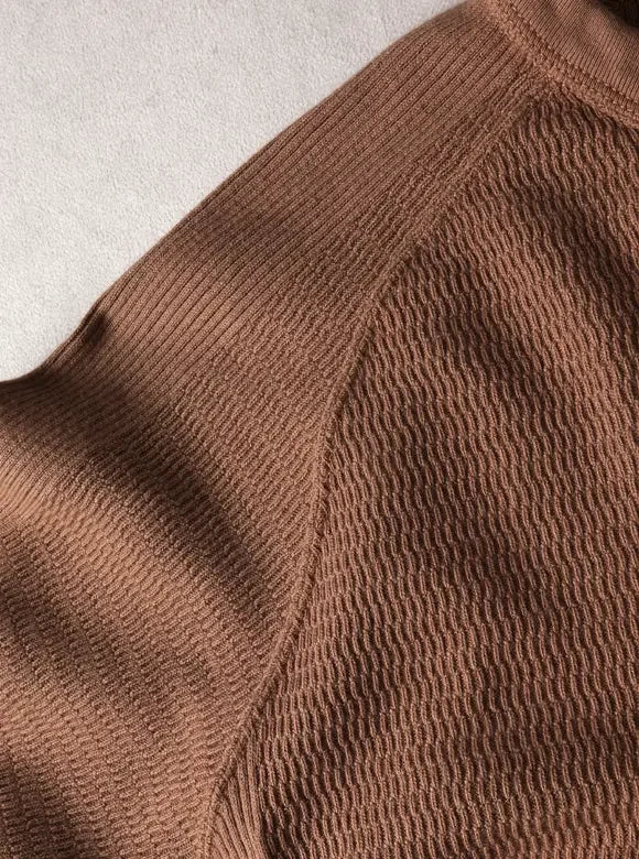 The Flat Head FN-THW-002 Thermal Raglan T-Shirt - Brown