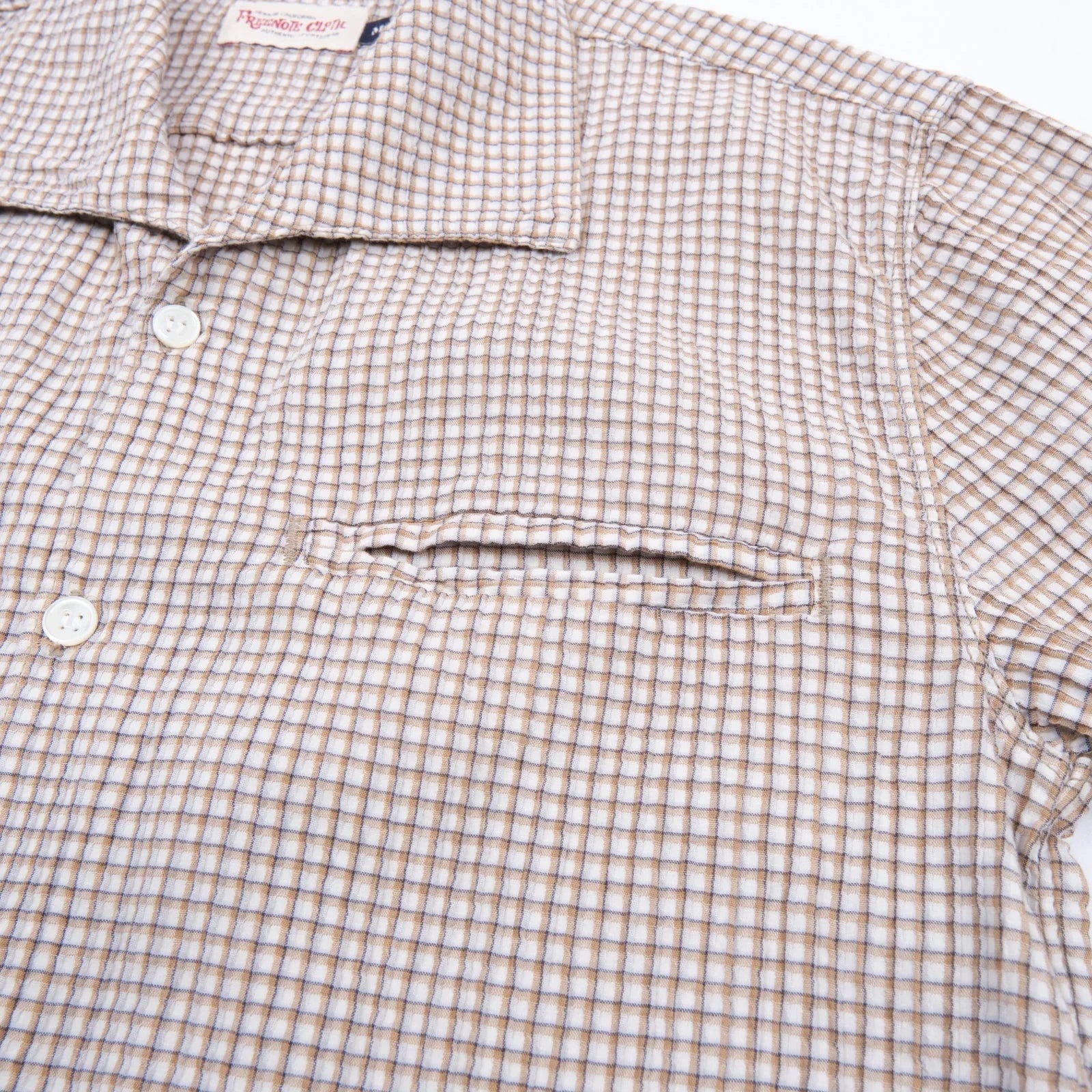 Freenote Cloth Cayucos Shirt - White Plaid Seersucker