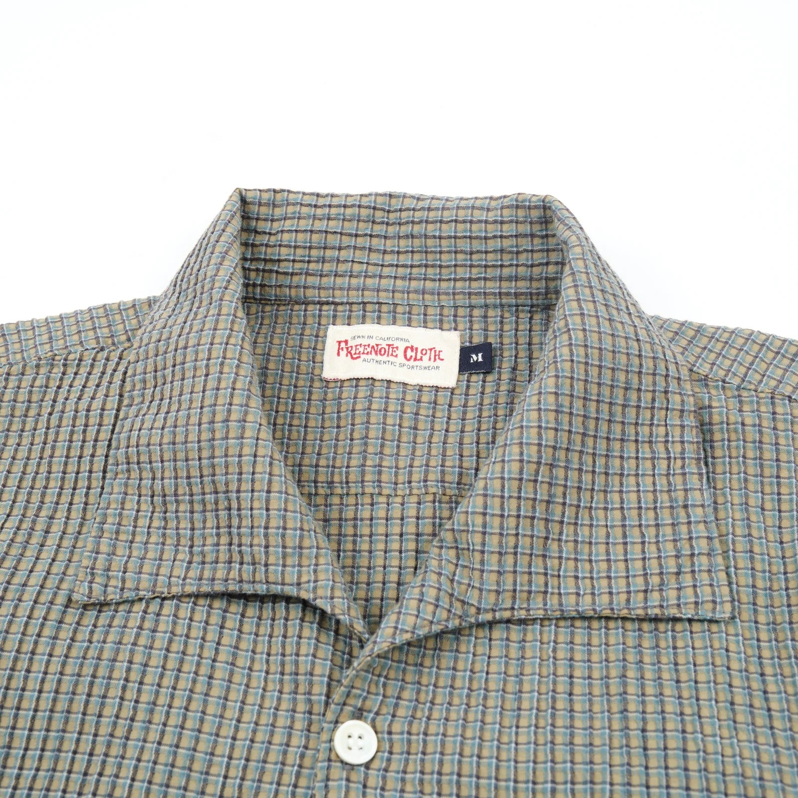 Freenote Cloth Cayucos Shirt - Olive Plaid Seersucker