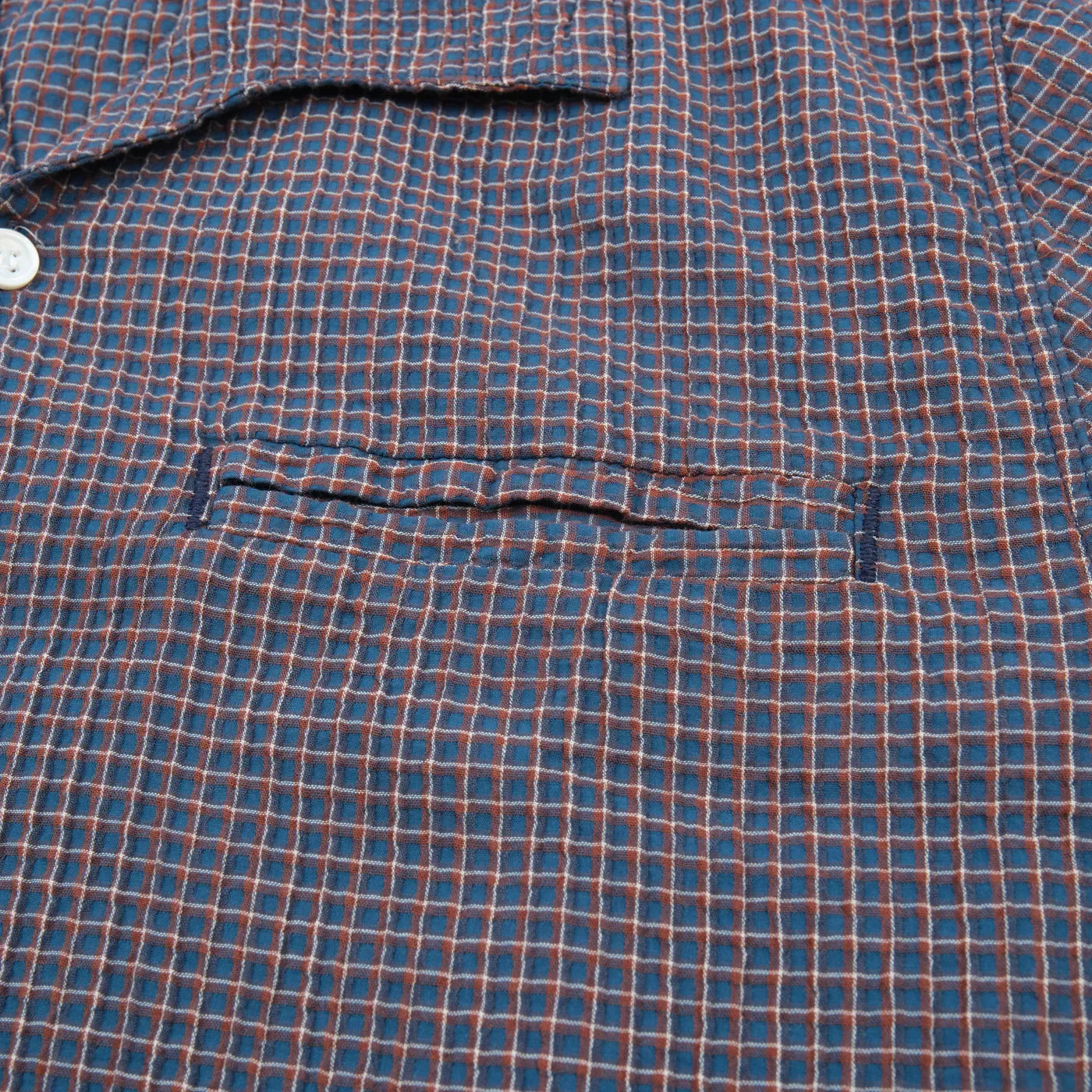 Freenote Cloth Cayucos Shirt - Navy Plaid Seersucker