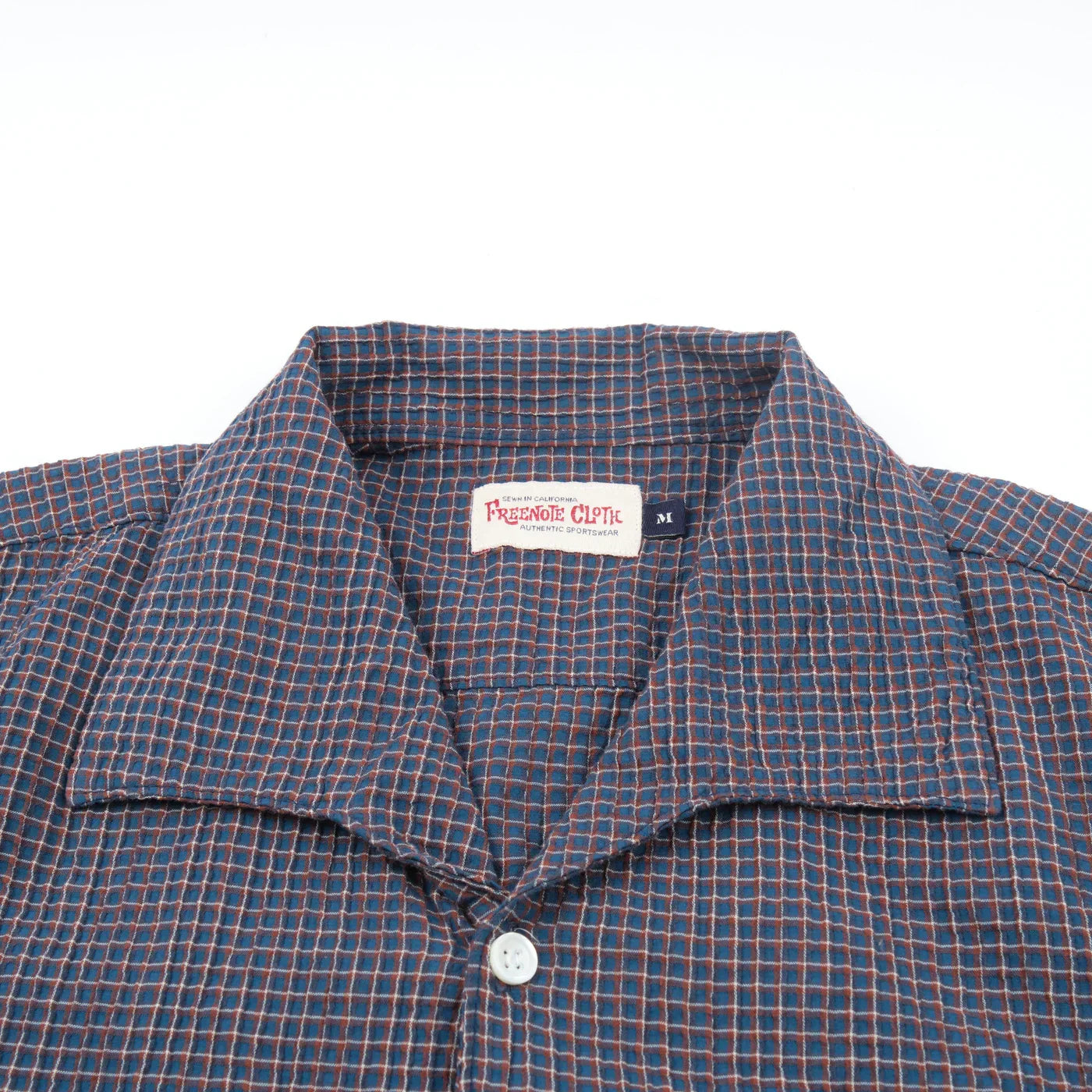 Freenote Cloth Cayucos Shirt - Navy Plaid Seersucker