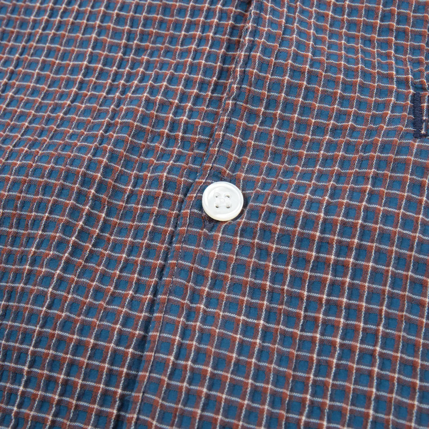 Freenote Cloth Cayucos Shirt - Navy Plaid Seersucker