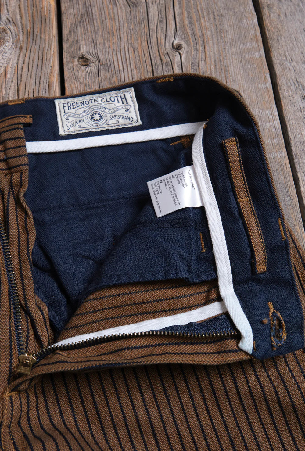 Freenote Cloth Deck Pant Straight Fit - Brown Herringbone Dobby