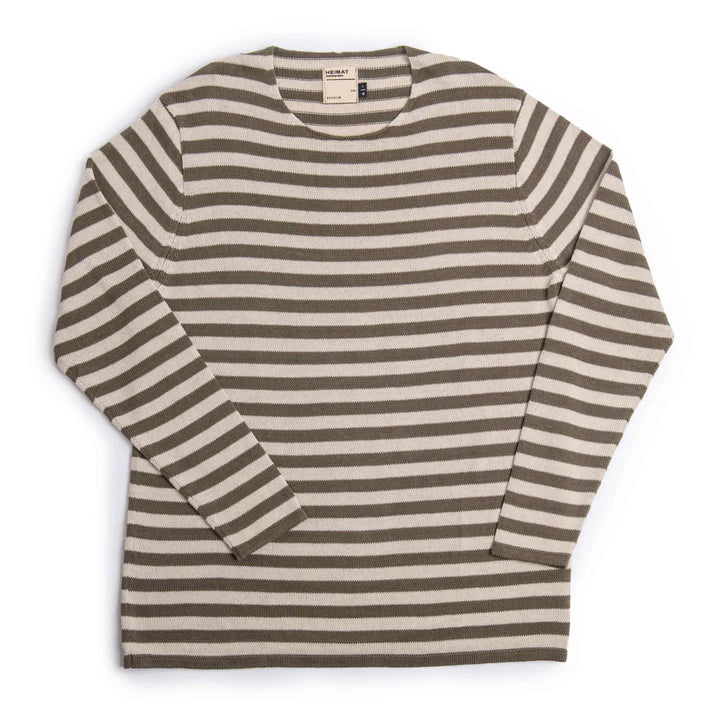 Heimat Textil Cotton Linen Jailhouse Harbour Sweater - Military Green / Seashell