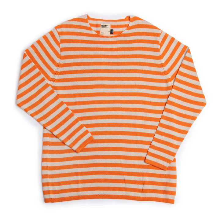 Heimat Textil Cotton Linen Jailhouse Harbour Sweater - Rescue Orange / Seashell