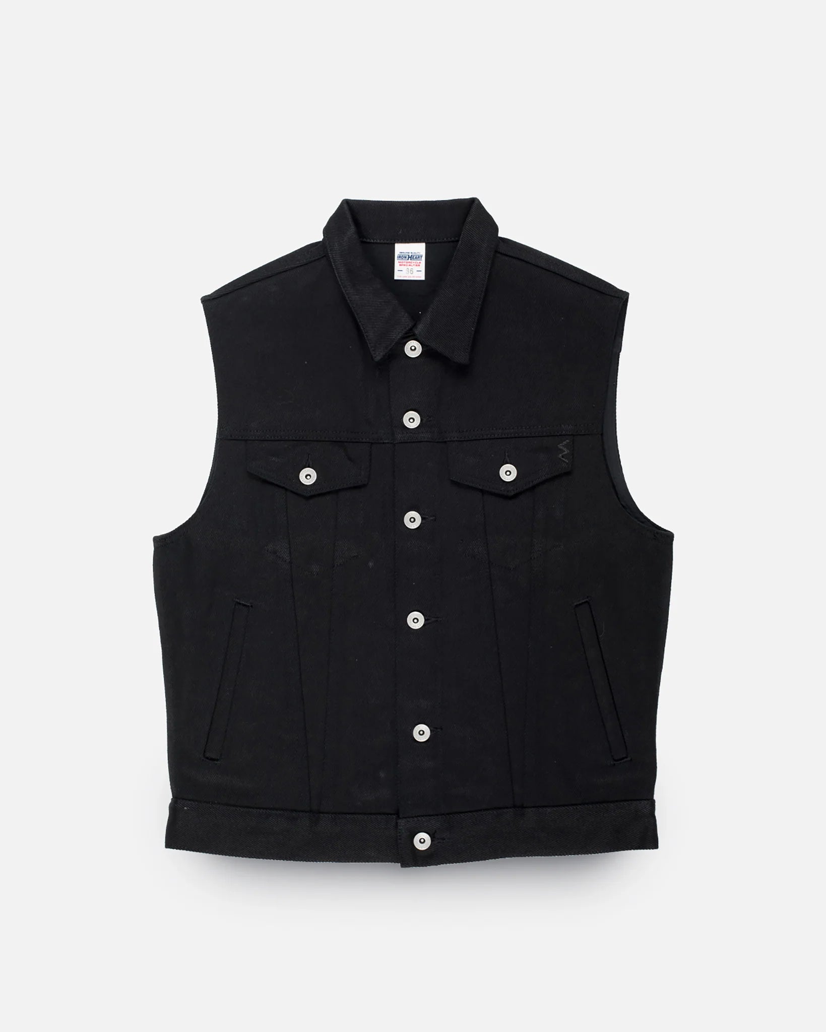Iron Heart IH-9526V 21oz Non-Fade Denim Type III Vest - Superblack