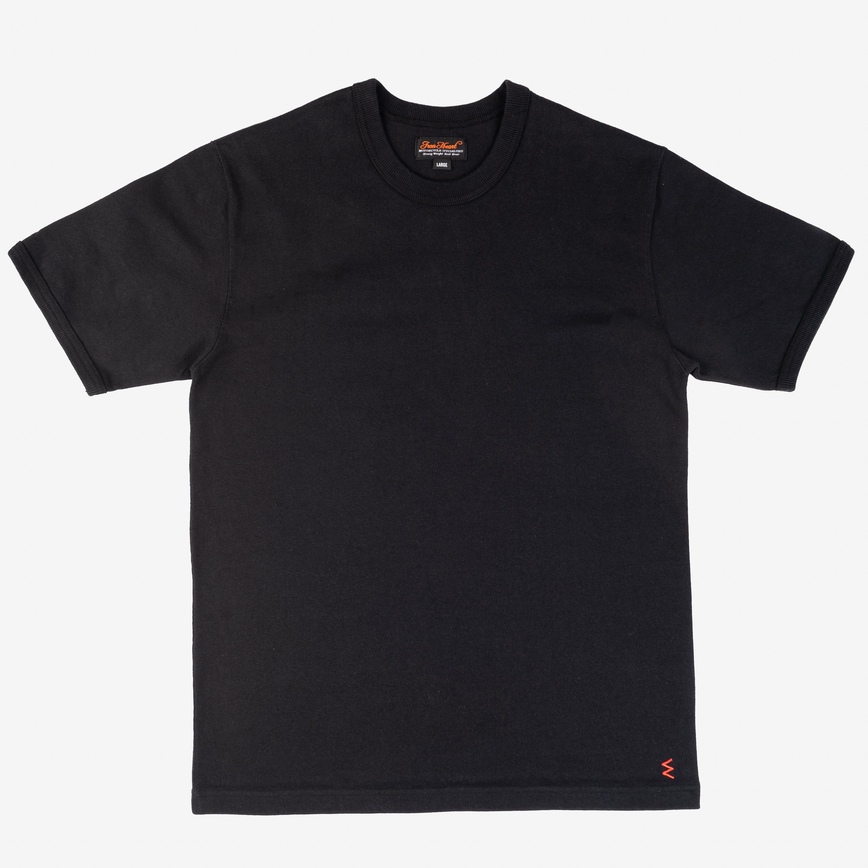 Iron Heart IHT-1600-BLK 11oz Cotton Knit Crew Neck T-Shirt - Black