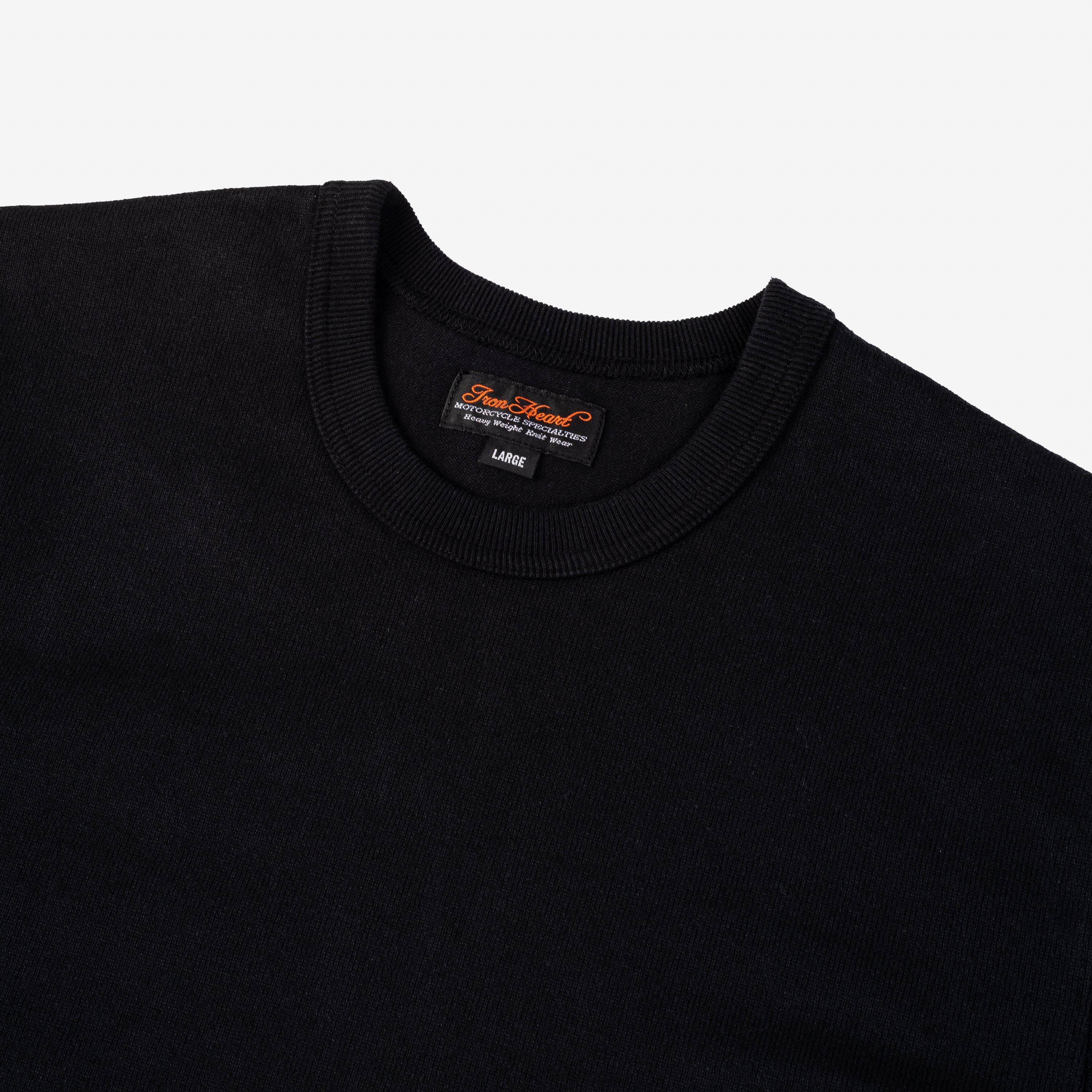Iron Heart IHT-1600-BLK 11oz Cotton Knit Crew Neck T-Shirt - Black
