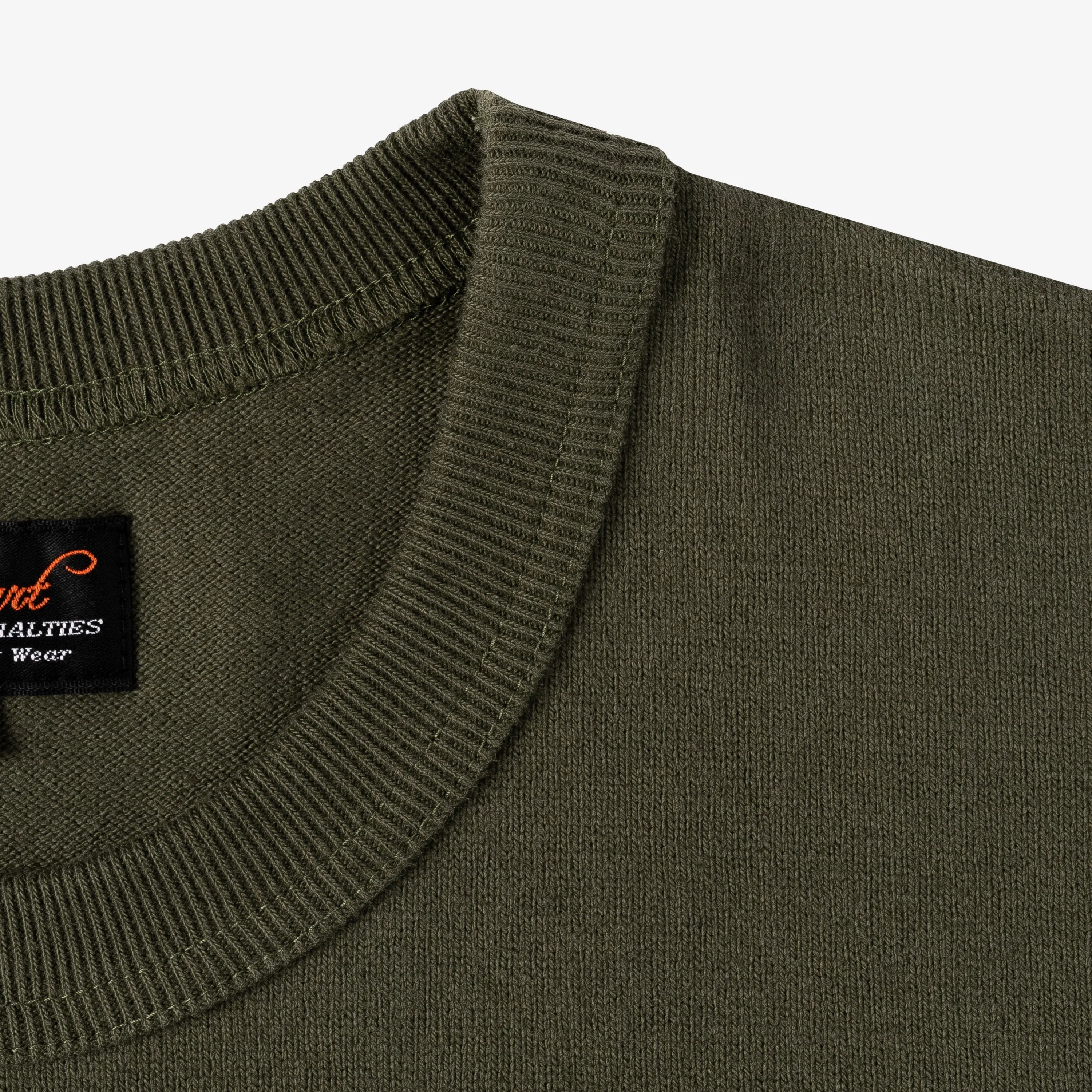 Iron Heart IHT-1600-OLV 11oz Cotton Knit Crew Neck T-Shirt - Olive
