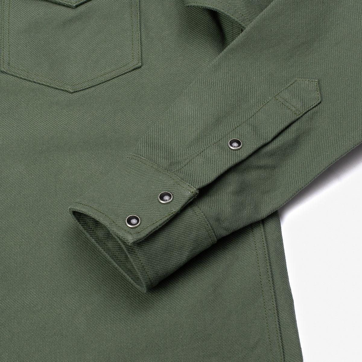 Iron Heart IHSH-235-OLV 13oz Military Serge Western Shirt - Olive Drab Green