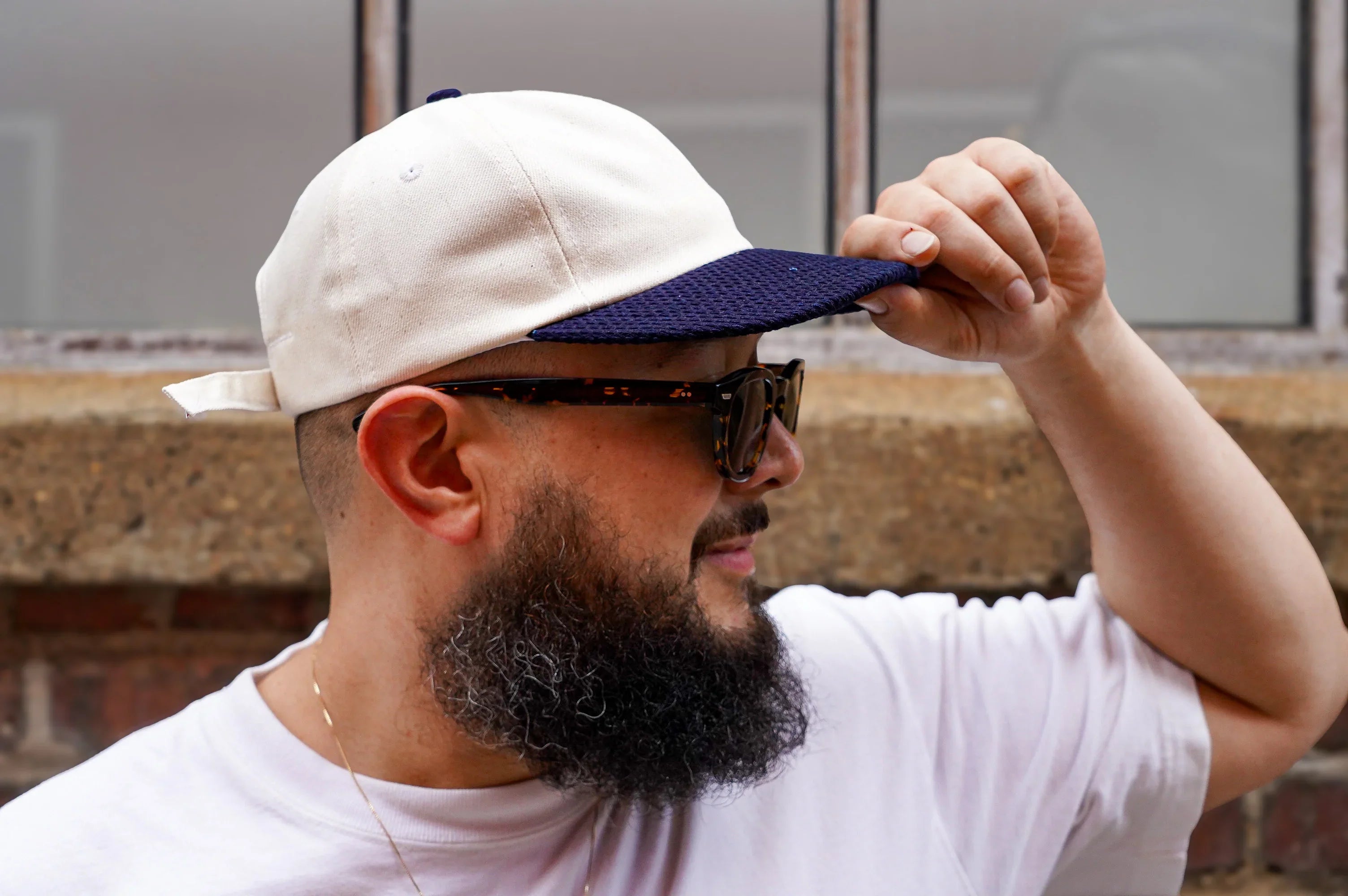 Dehen 1920 Unstructured 2-Tone Baseball Hat - Natural Selvedge Denim & Indigo Sashiko