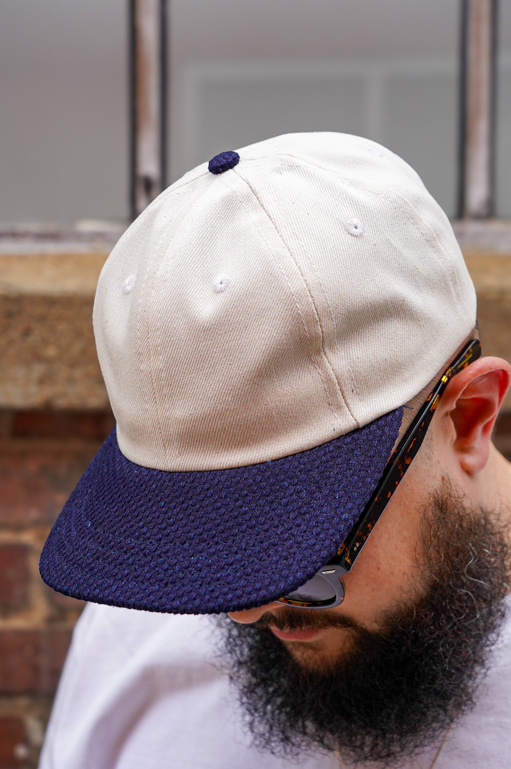 Dehen 1920 Unstructured 2-Tone Baseball Hat - Natural Selvedge Denim & Indigo Sashiko