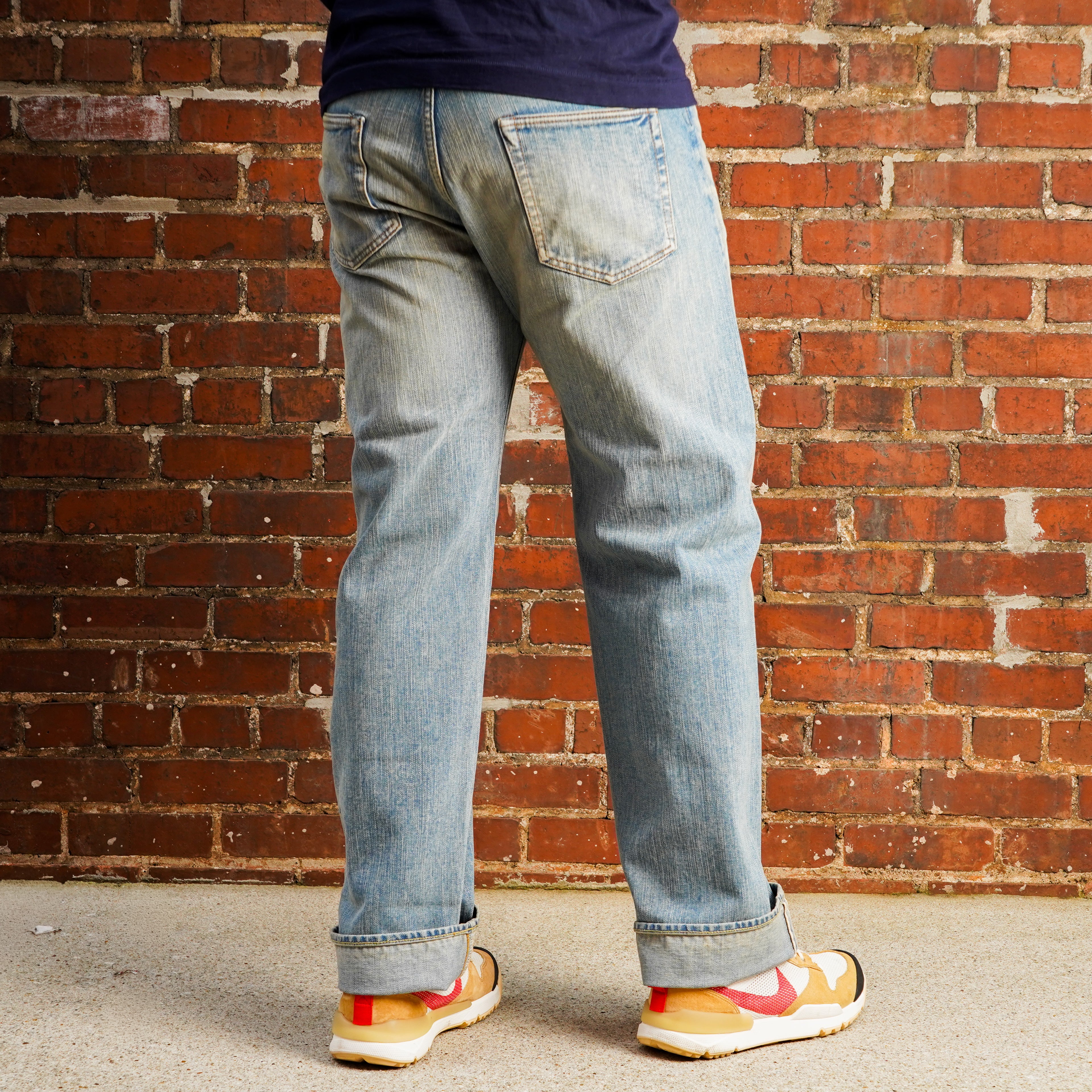 The Flat Head FN-D111C 14.5oz Left Hand Twill Wide Leg Selvedge Denim - Real Aging