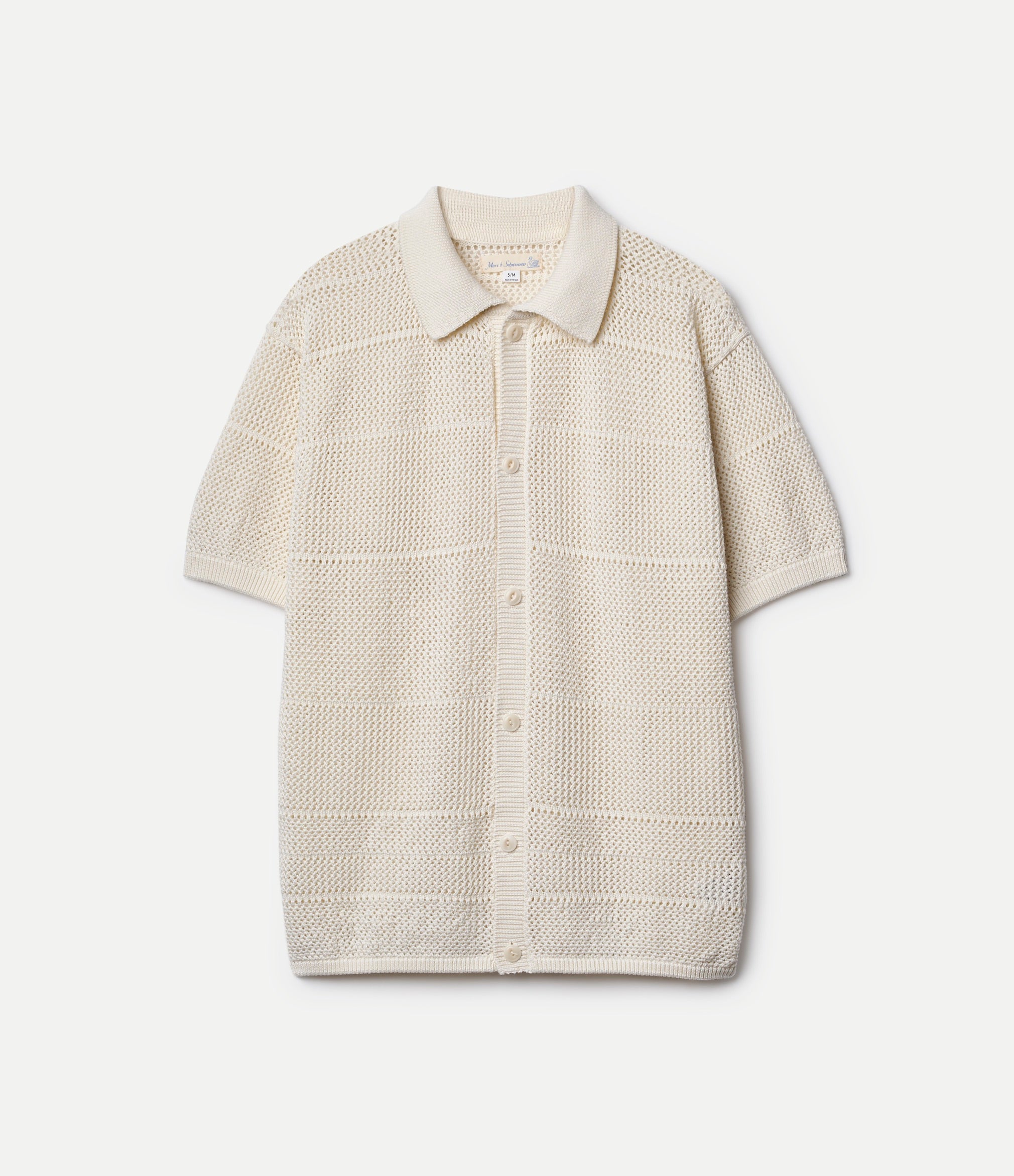 Merz b. Schwanen 1960s Crochet Cotton Short Sleeve Shirt - Nature