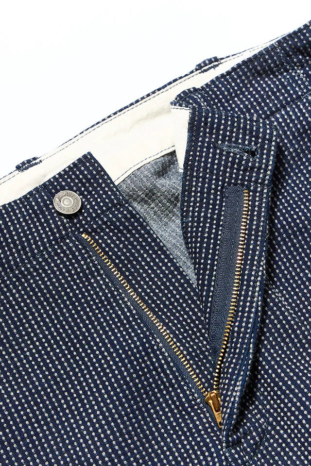 Pure Blue Japan Stitch Stripe Comfortable Trousers - Indigo