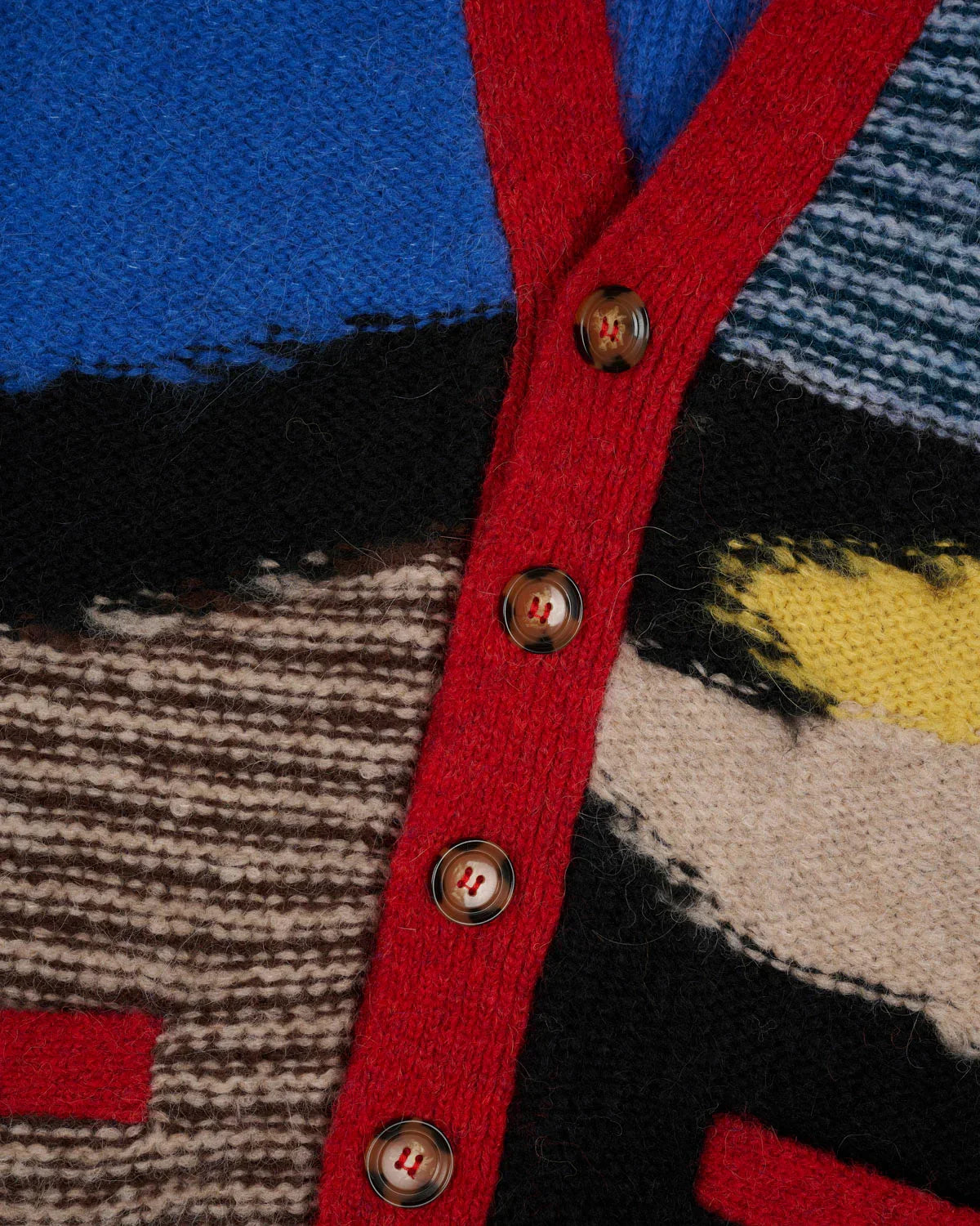 Brain Dead Mixed Pattern Cardigan - Olive Multi