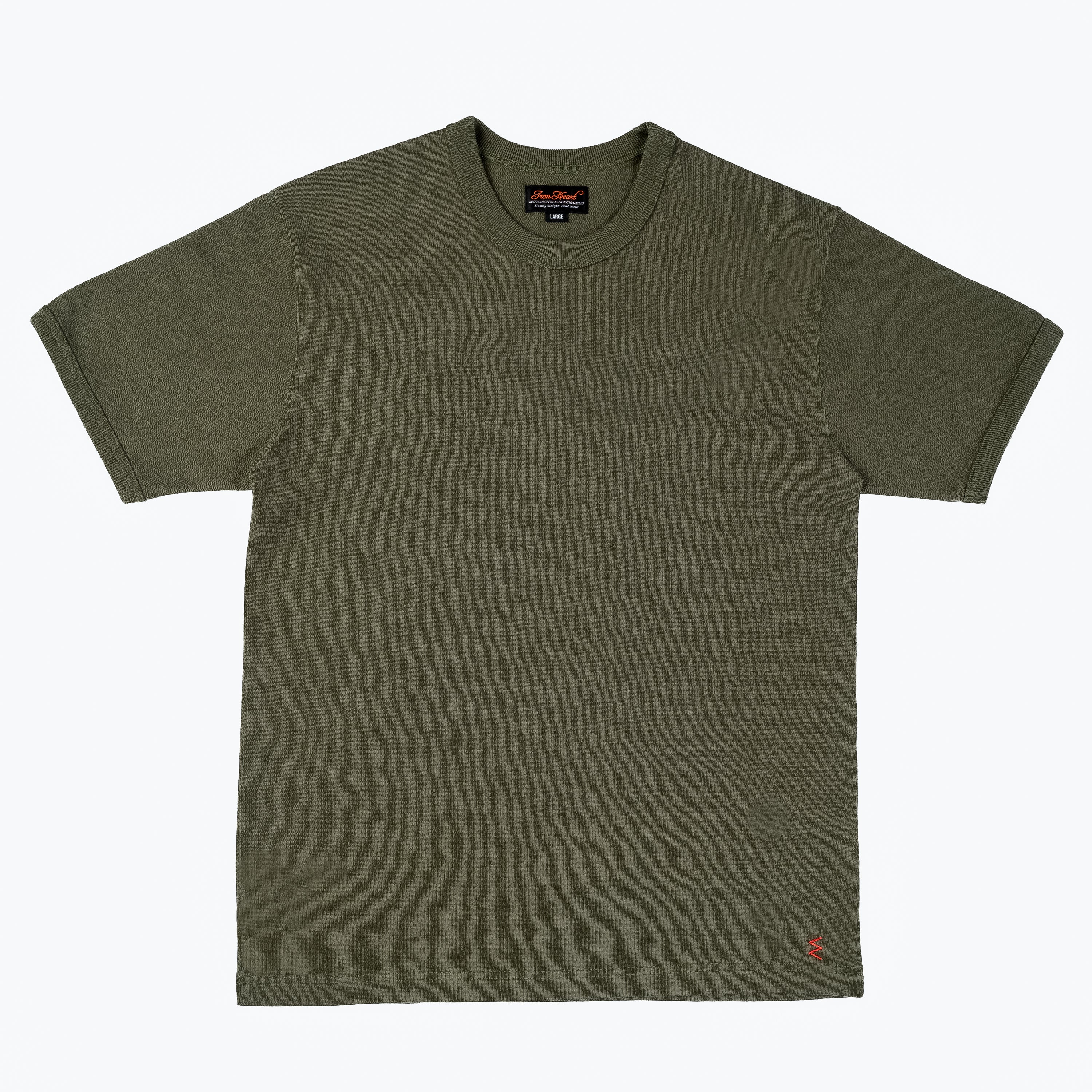 Iron Heart IHT-1600-OLV 11oz Cotton Knit Crew Neck T-Shirt - Olive
