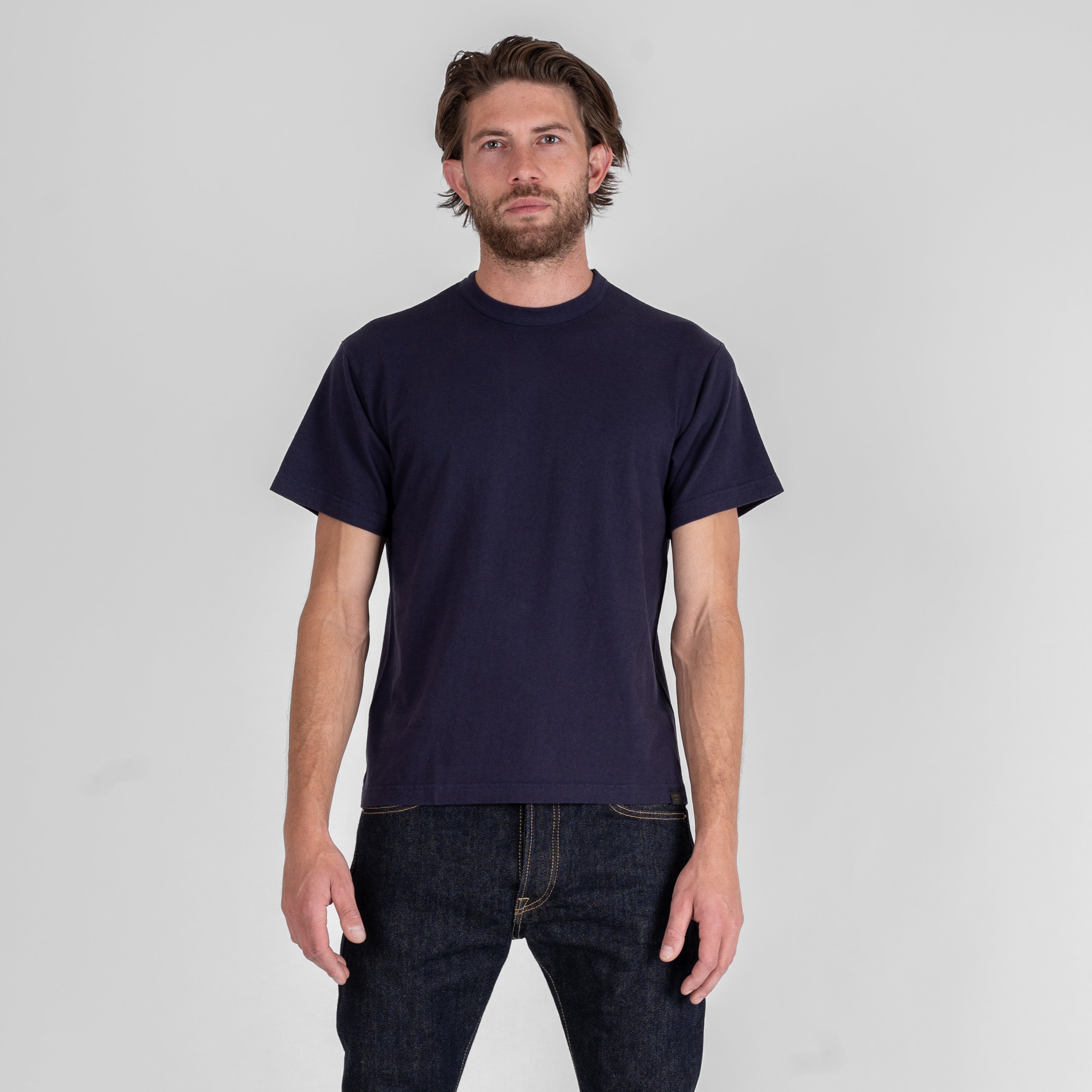 Iron Heart IHT-1610-NAV 6.5oz Loopwheel Crew Neck T-Shirt - Navy