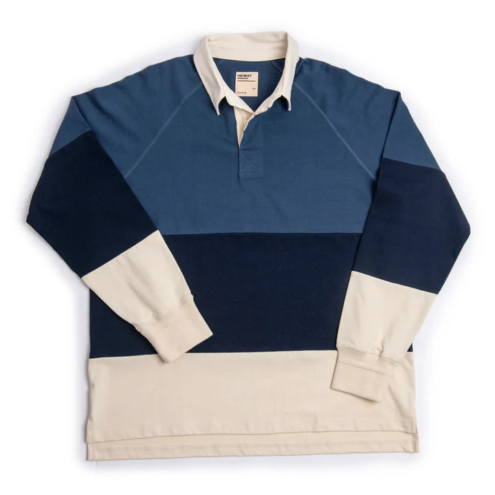 Heimat Textil Raglan Rugby Shirt - Trail Blue / Ink / Seashell