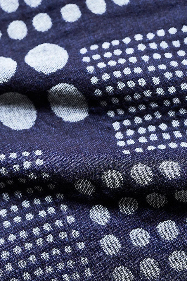 Pure Blue Japan Jacquard Open Collar Short Sleeve Shirt - Random Dots