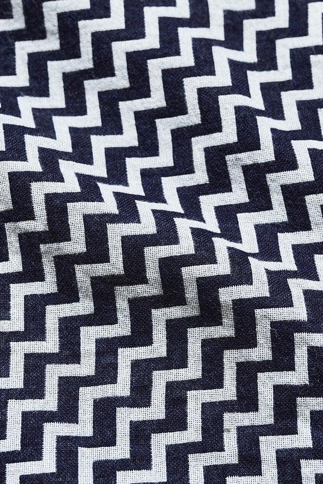 Pure Blue Japan Jacquard Open Collar Short Sleeve Shirt - Saw