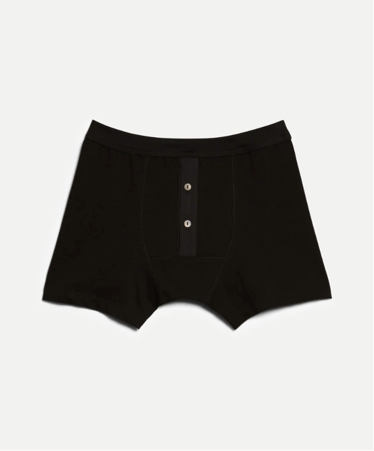 Merz b. Schwanen 255 Loopwheeled Mid-weight Button Fly Boxer - Black