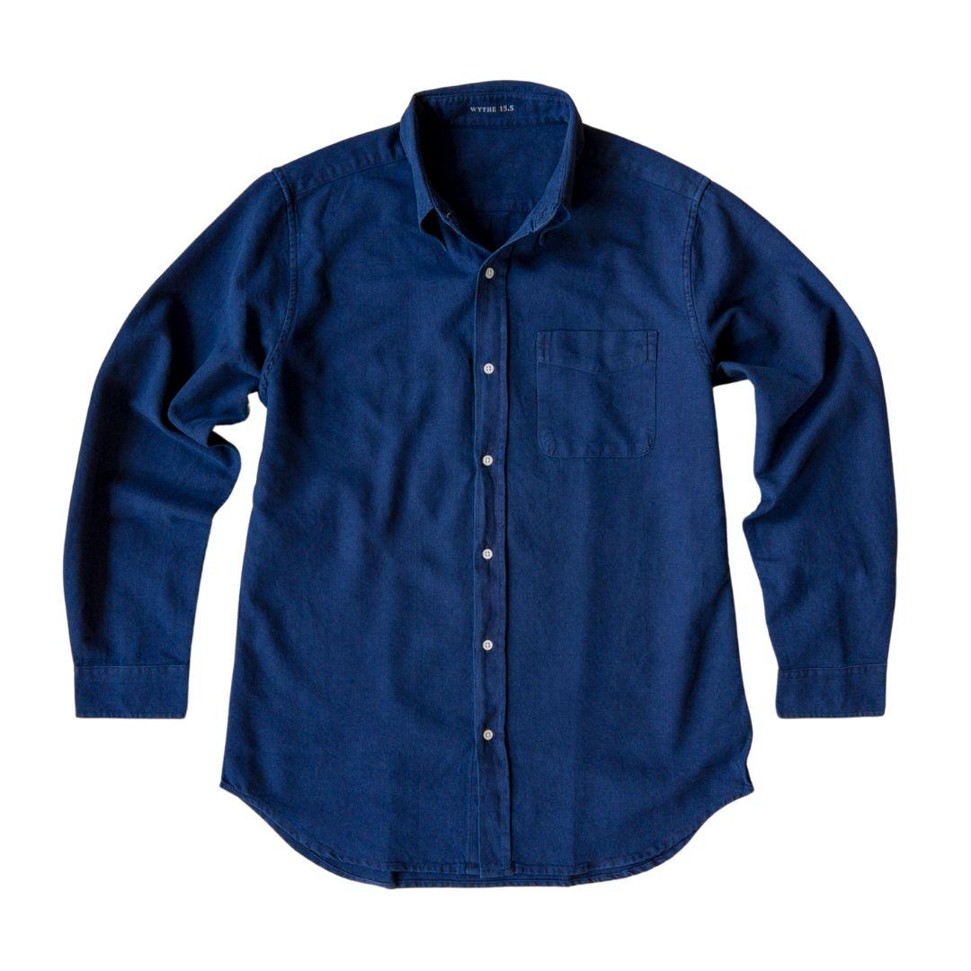 Wythe Indigo Dyed Button Down Shirt - Rinsed Indigo