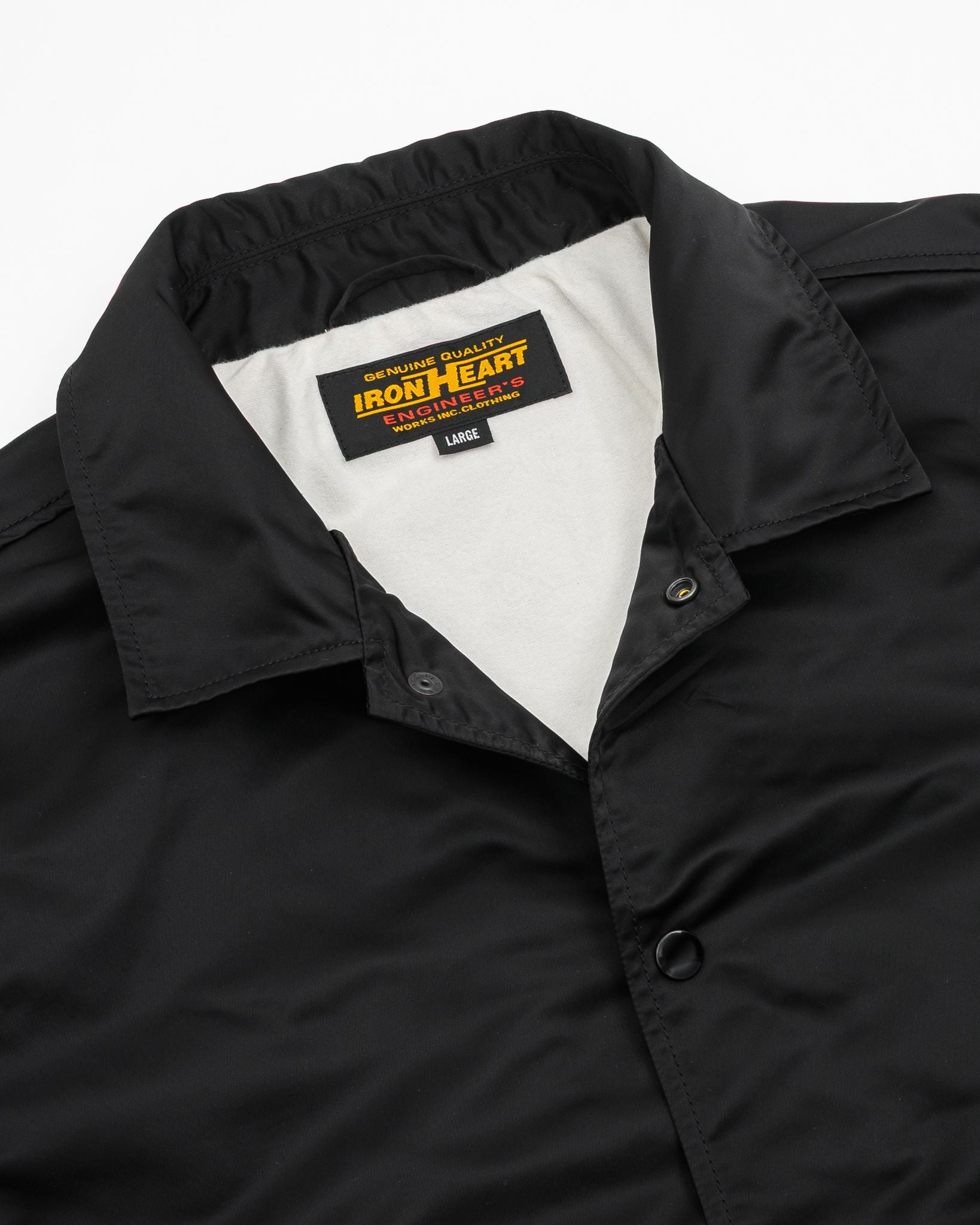 Iron Heart IHJ-160-BLK-NP 4.8oz Nylon Coach Jacket - Black - No Patch