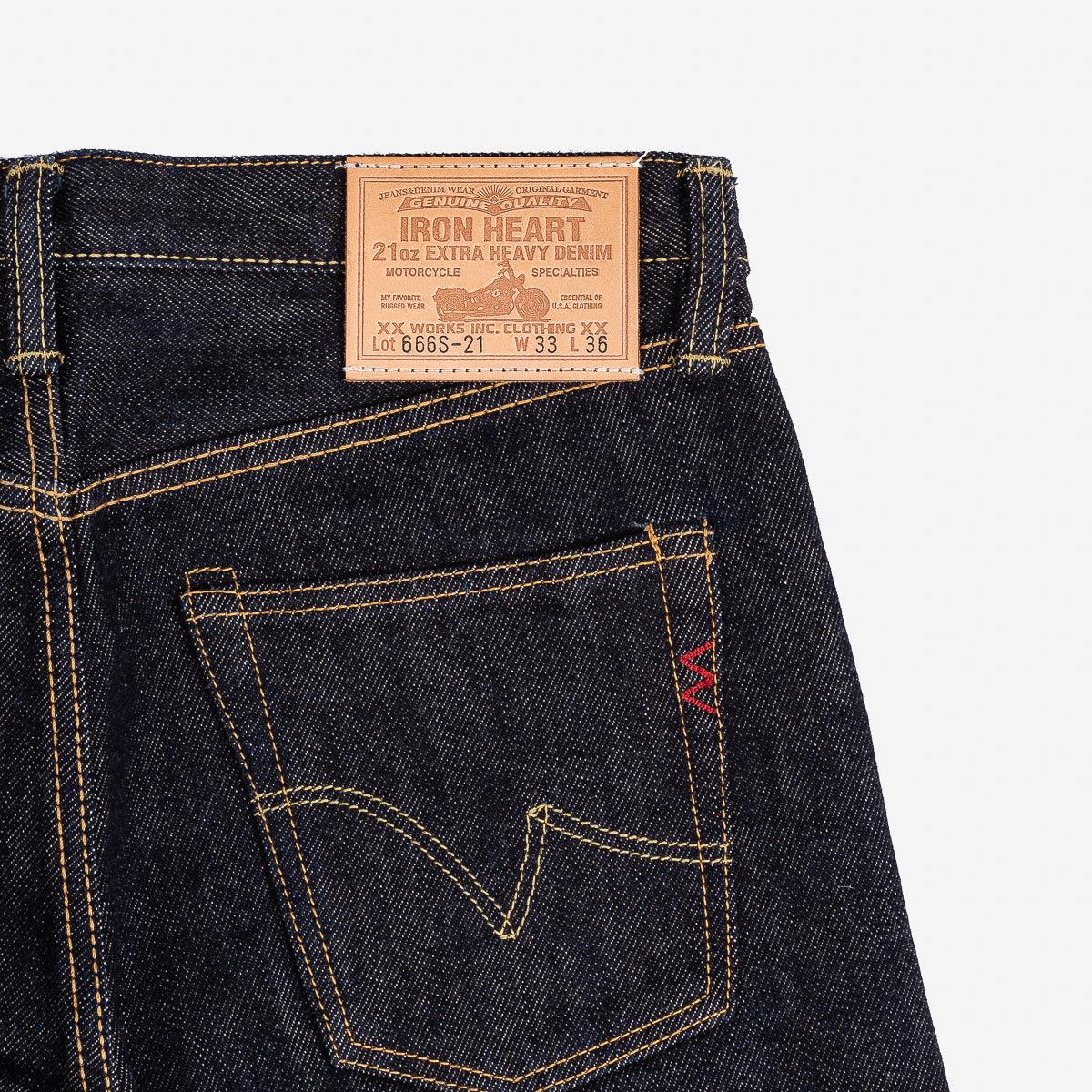 Iron Heart IH-666S-21 21oz Selvedge Denim Slim Straight Cut Jeans - Indigo - Guilty Party
