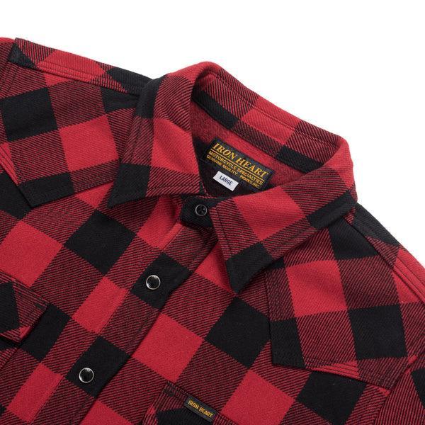 Iron Heart IHSH-232-RED Ultra Heavy Flannel Buffalo Check Western Shirt - Red/Black - Guilty Party