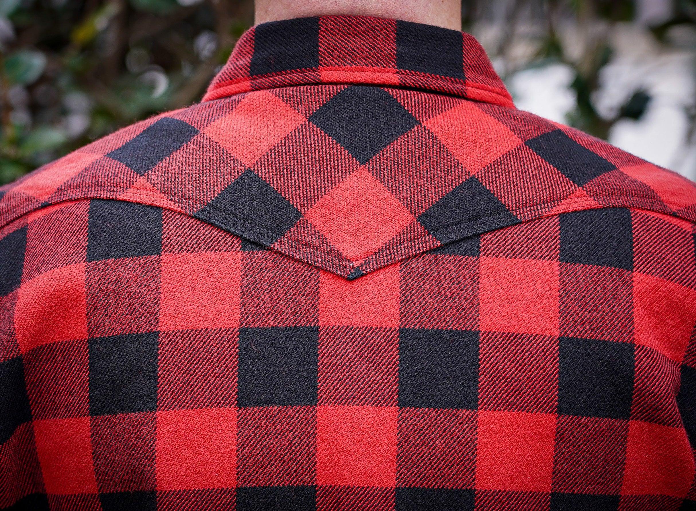 Iron Heart IHSH-232-RED Ultra Heavy Flannel Buffalo Check Western Shirt - Red/Black - Guilty Party