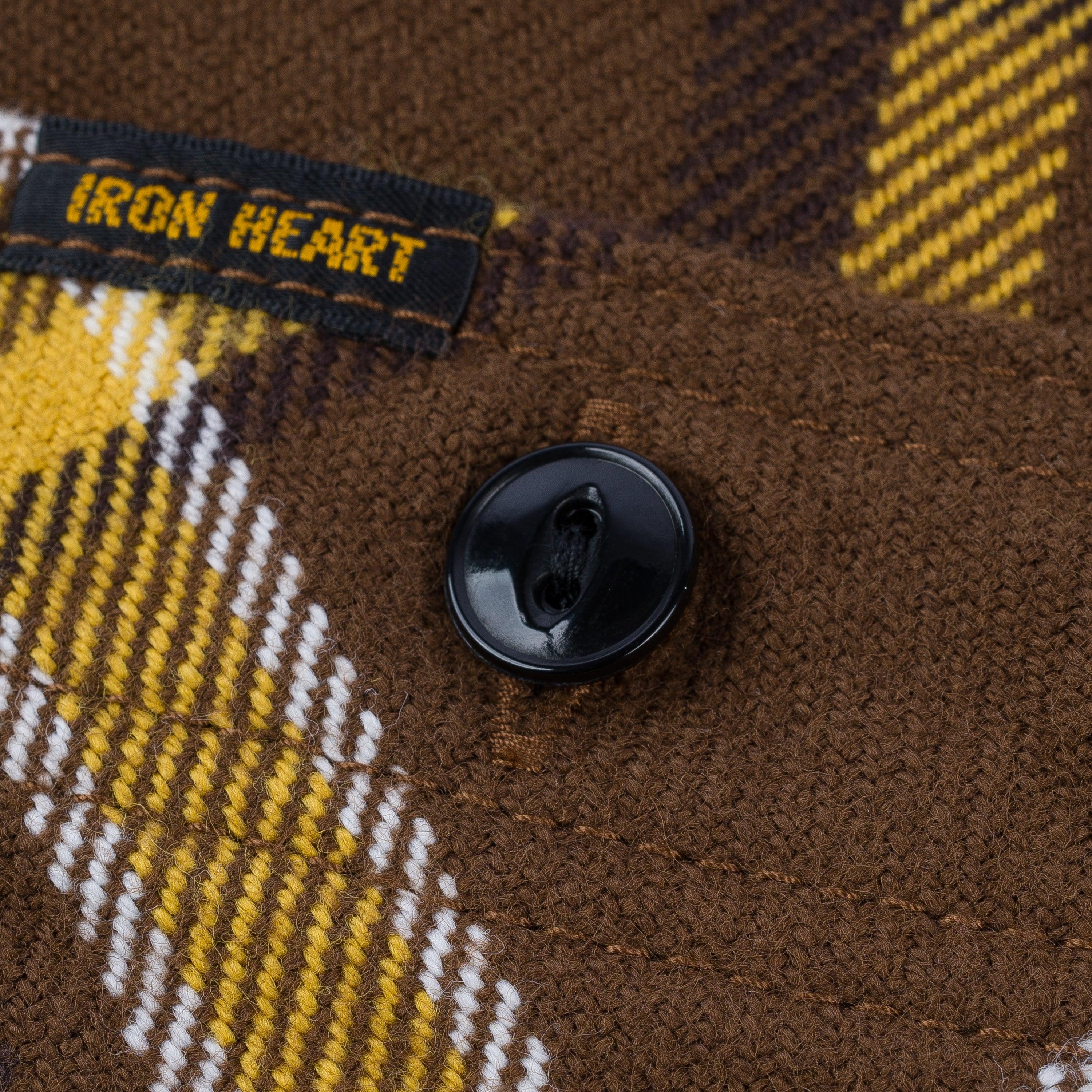 Iron Heart IHSH-378-BRN Ultra Heavy Flannel Crazy Check Work Shirt - Brown - Guilty Party