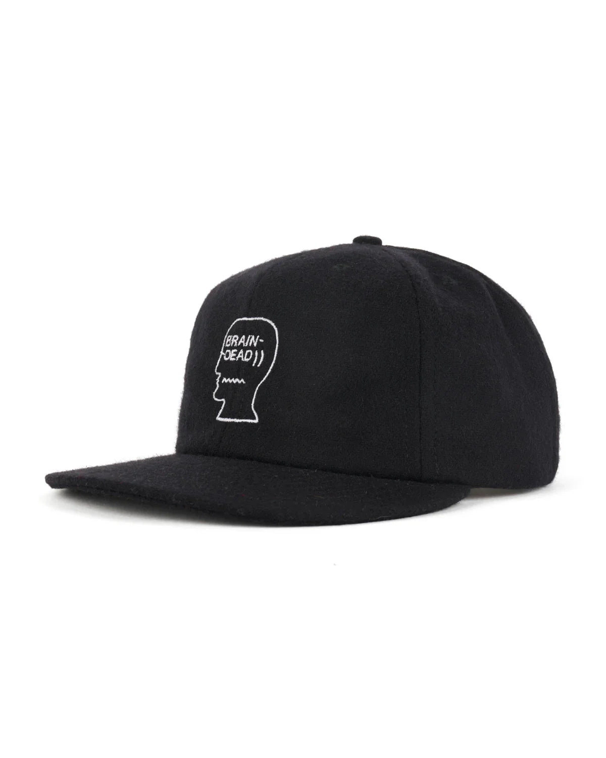 Brain Dead Flannel Classic Logohead 6 Panel Hat - Black