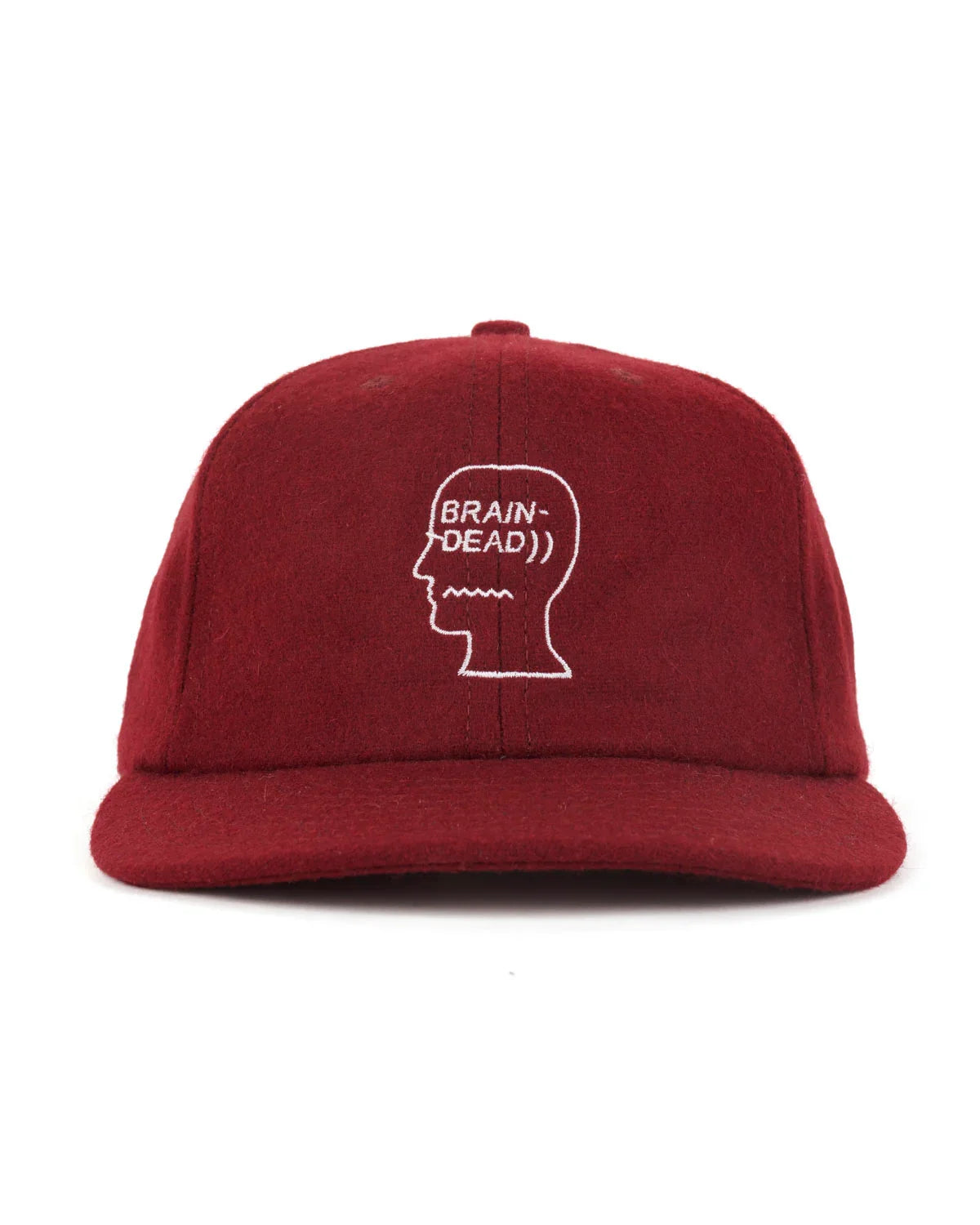Brain Dead Flannel Classic Logohead 6 Panel Hat - Burgundy